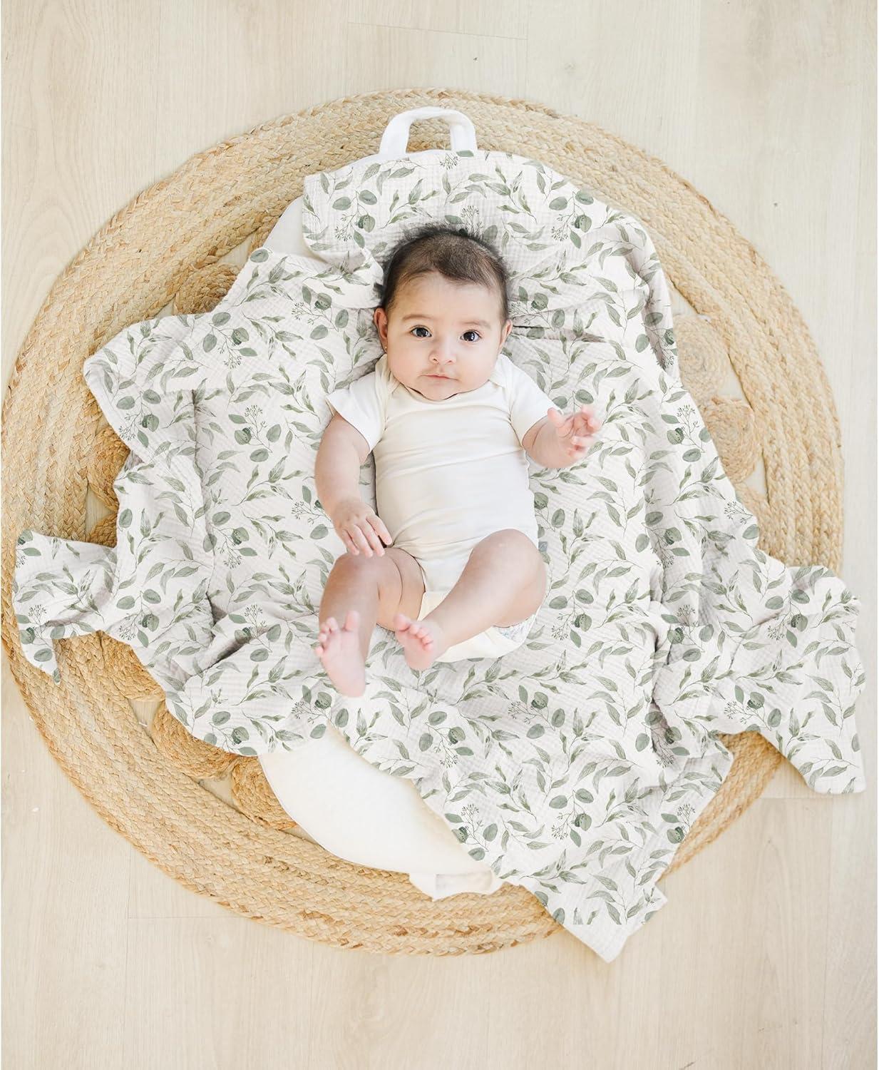 imageKonssy 3 Pack Muslin Swaddle Blankets for Unisex Newborn Receiving Blanket Large 47 x 47 inches Soft Breathable Muslin Baby Swaddles for Boys ampamp GirlsGreen Leaves