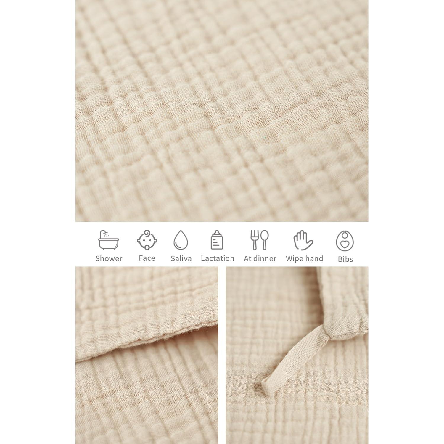 imageKonssy 6 Pack Baby Muslin Washcloths for Unisex 100 Cotton Wash Cloth Set for Baby Face Body Comfy and Soft for Newborn Infants Kids Girls and BoysGrey Color
