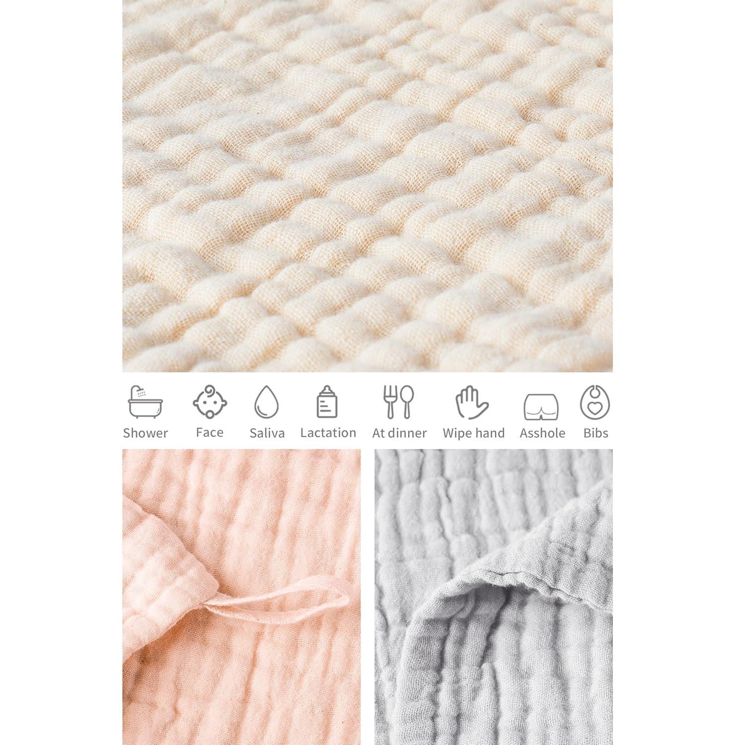 imageKonssy 6 Pack Baby Muslin Washcloths for Unisex 100 Cotton Wash Cloth Set for Baby Face Body Comfy and Soft for Newborn Infants Kids Girls and BoysLight Color