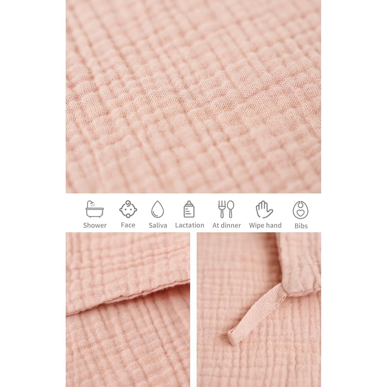 imageKonssy 6 Pack Baby Muslin Washcloths for Unisex 100 Cotton Wash Cloth Set for Baby Face Body Comfy and Soft for Newborn Infants Kids Girls and BoysPink Color
