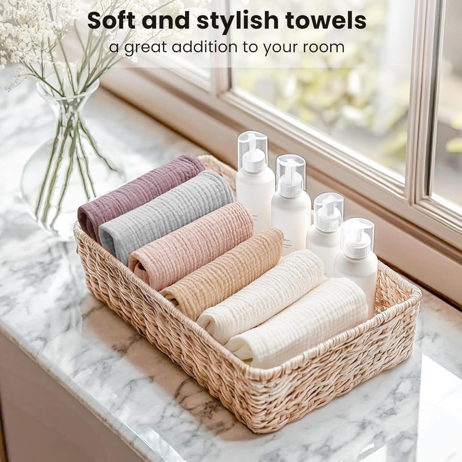 imageKonssy 6 Pack Face Cloths Soft Wash Cloth for Washing Face Cotton Face Towels for Sensitive Skin Women Facial Makeup Remover Reusable Absorbent Washcloths 11 x 11 InchPurple