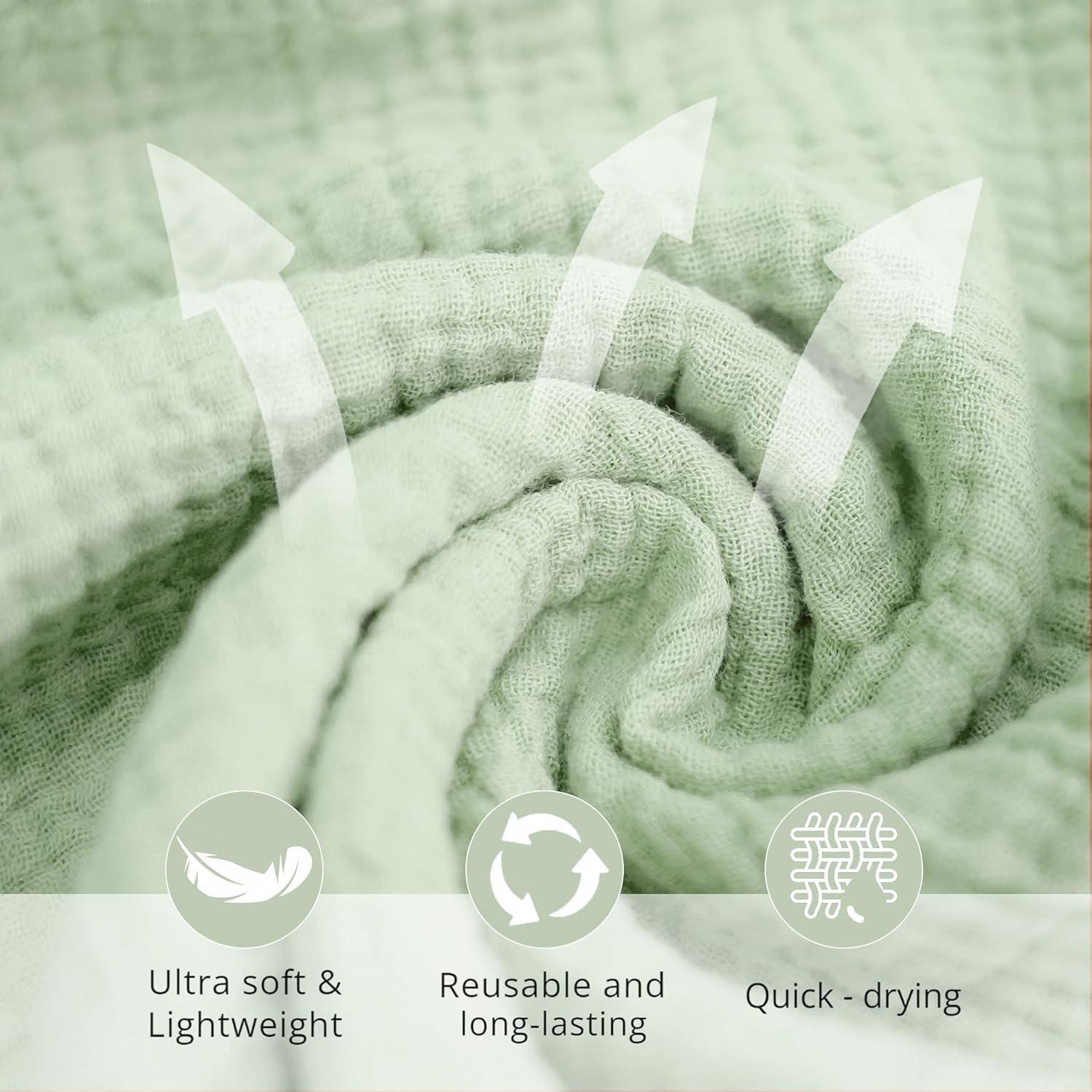 imageKonssy 6 Pack Face Cloths Soft Wash Cloth for Washing Face Cotton Face Towels for Sensitive Skin Women Facial Makeup Remover Reusable Absorbent Washcloths 11 x 11 InchGreen