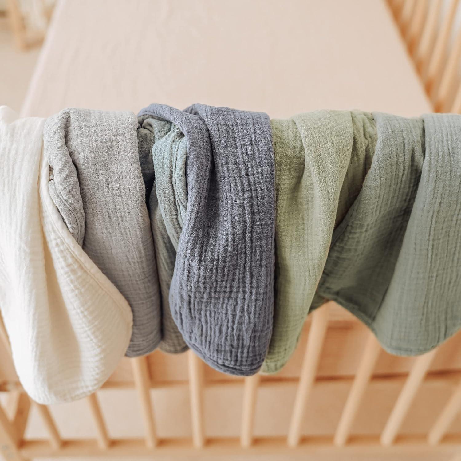 imageKonssy 6Pack Absorbent Muslin Burp Cloths 100 Cotton Large Burping Clothes Set for Newborn Baby Girls and BoysGreen Forest