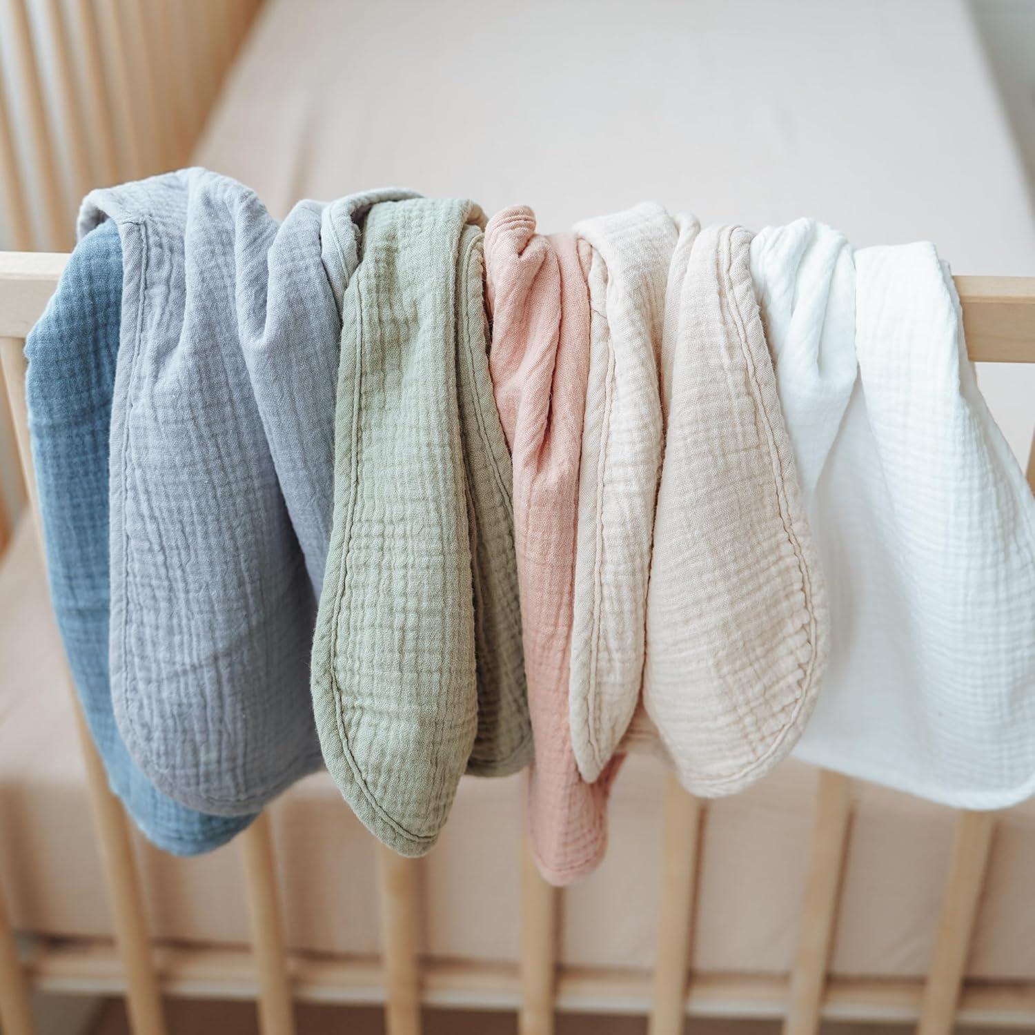 imageKonssy 6Pack Absorbent Muslin Burp Cloths 100 Cotton Large Burping Clothes Set for Newborn Baby Girls and BoysMint Freshness