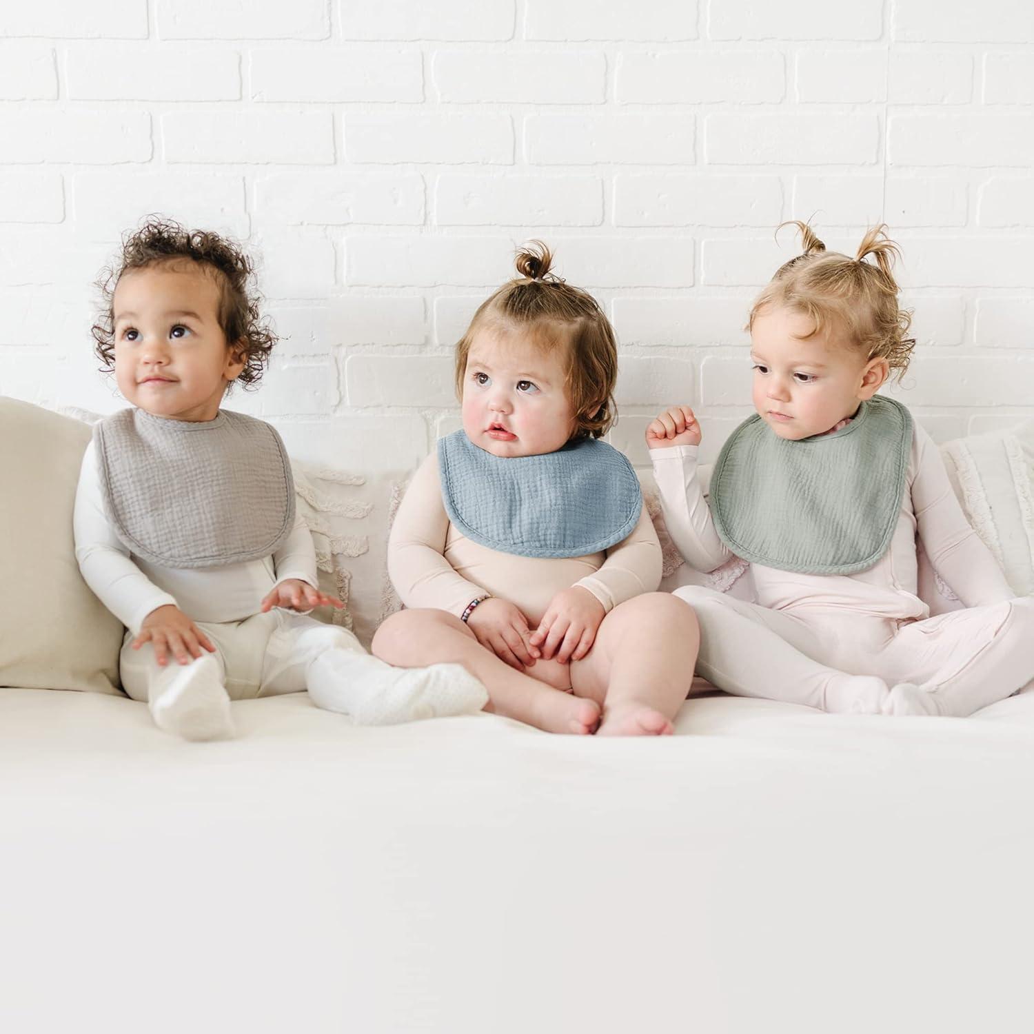imageKonssy 6Pack Muslin Baby Bibs for Boys ampamp Girls Soft Cotton Absorbent Bandana Drool Bibs for Drooling ampamp TeethingBlue Sky
