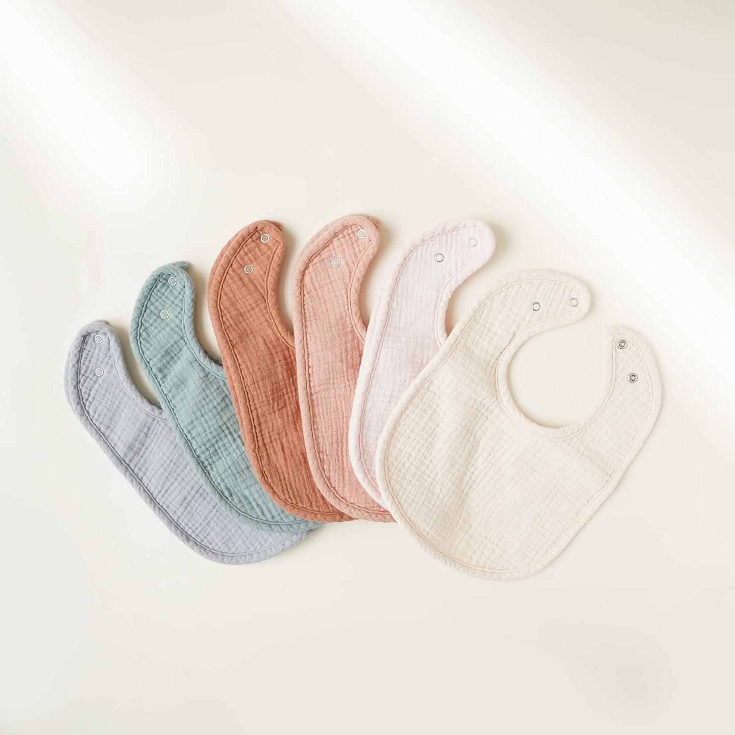 imageKonssy 6Pack Muslin Baby Bibs for Boys ampamp Girls Soft Cotton Absorbent Bandana Drool Bibs for Drooling ampamp TeethingCotton Candy