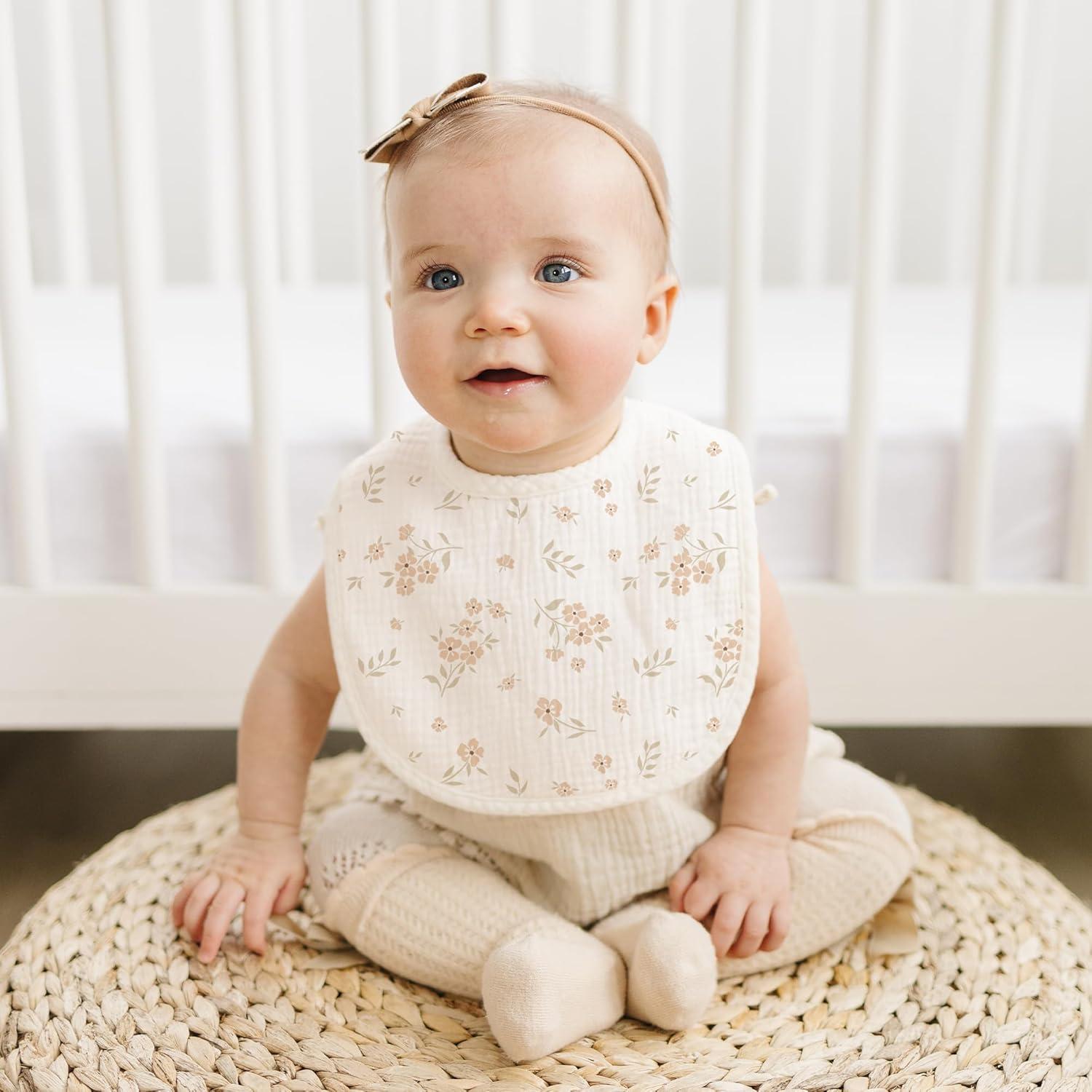 imageKonssy 6Pack Muslin Baby Bibs for Boys ampamp Girls Soft Cotton Absorbent Bandana Drool Bibs for Drooling ampamp TeethingFloral
