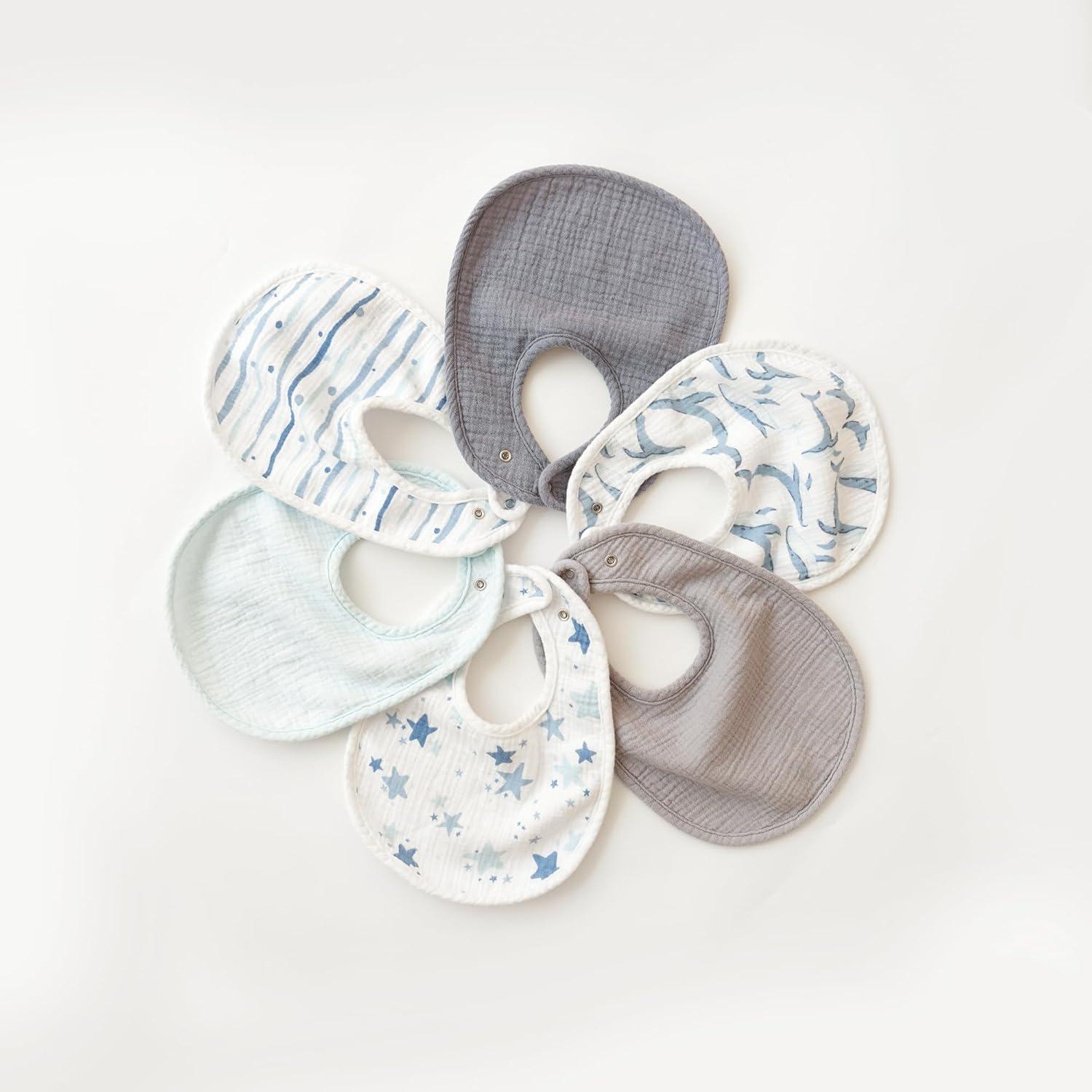imageKonssy 6Pack Muslin Baby Bibs for Boys ampamp Girls Soft Cotton Absorbent Bandana Drool Bibs for Drooling ampamp TeethingOcean