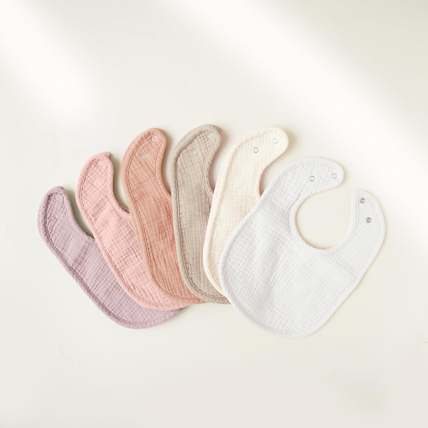 imageKonssy 6Pack Muslin Baby Bibs for Boys ampamp Girls Soft Cotton Absorbent Bandana Drool Bibs for Drooling ampamp TeethingPurple