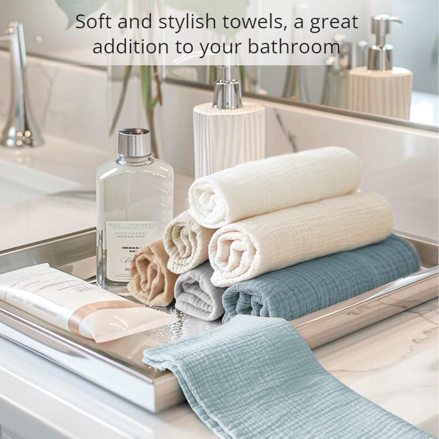 imageKonssy 7Pack Soft Cotton Face Wash Cloths Reusable Absorbent Washcloths for Sensitive Skin Facial Makeup Remover Towels for Women 11 x 11 InchBlue