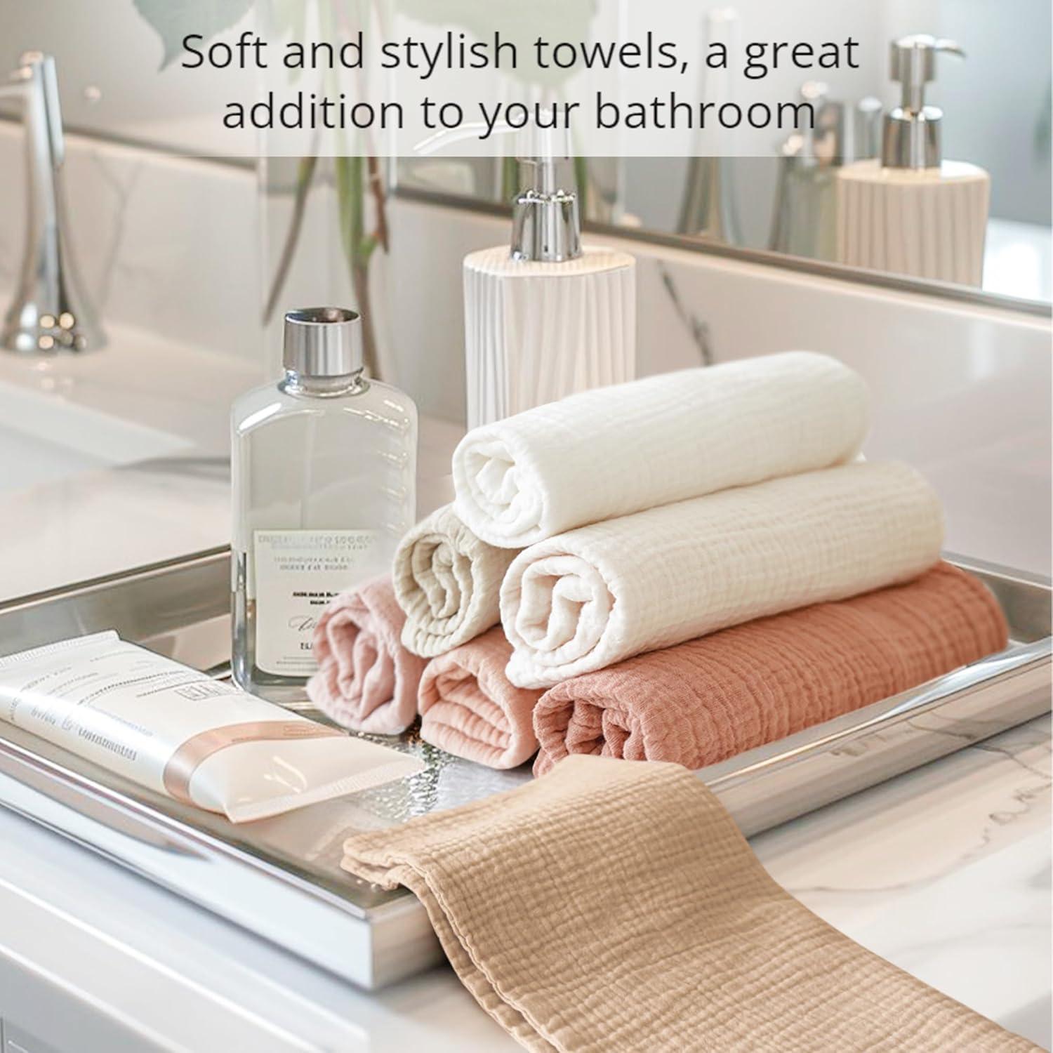 imageKonssy 7Pack Soft Cotton Face Wash Cloths Reusable Absorbent Washcloths for Sensitive Skin Facial Makeup Remover Towels for Women 11 x 11 InchPink
