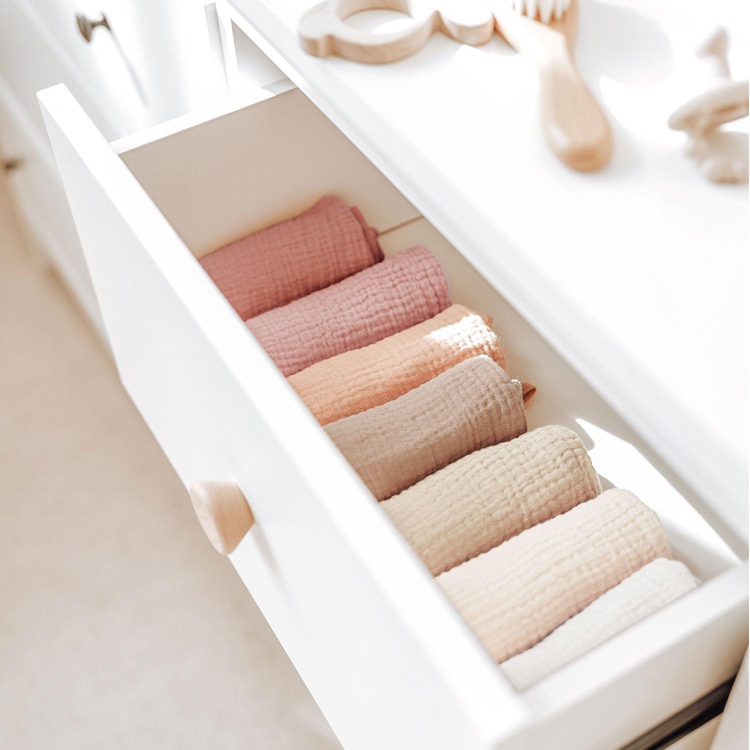 imageKonssy 7Pack Soft Cotton Face Wash Cloths Reusable Absorbent Washcloths for Sensitive Skin Facial Makeup Remover Towels for Women 11 x 11 InchPink