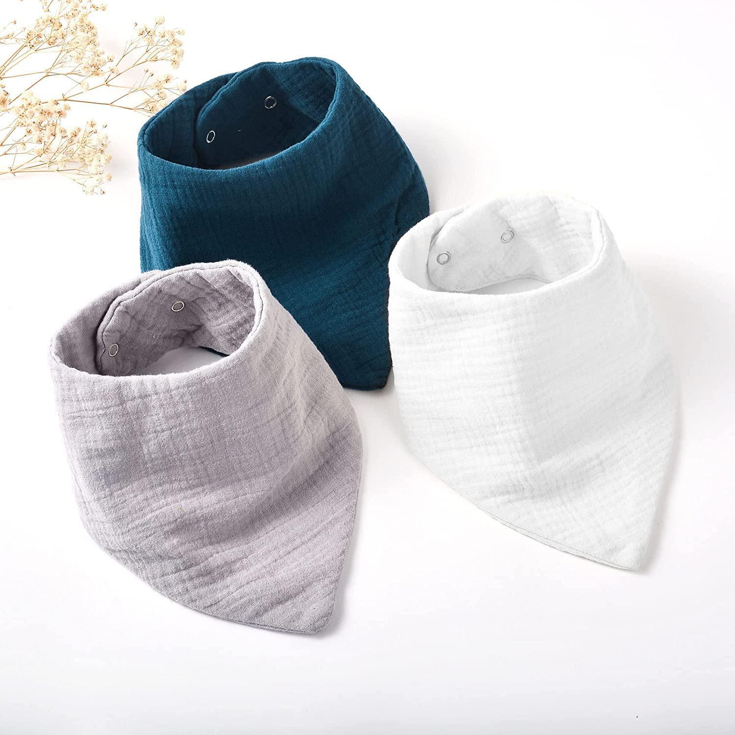 imageKonssy 8Pack Muslin Baby Bibs Absorbent Bandana Drool 100 Cotton Unisex Baby Bibs for Teething and DroolingBlue