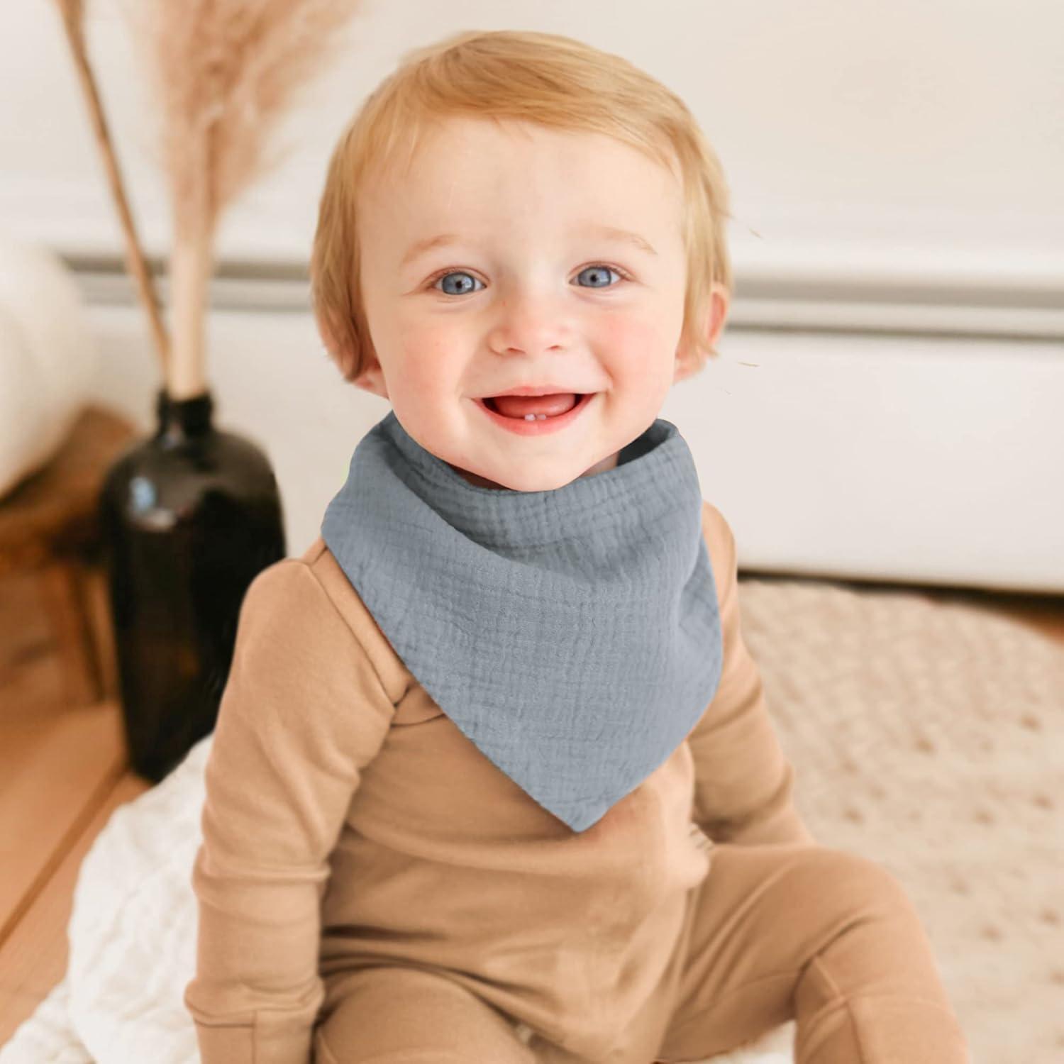 imageKonssy 8Pack Muslin Baby Bibs Absorbent Bandana Drool 100 Cotton Unisex Baby Bibs for Teething and DroolingBlue