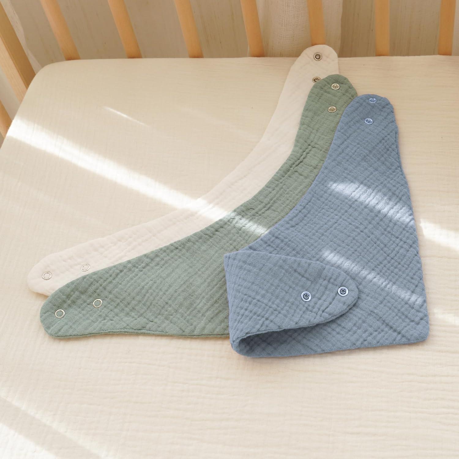 imageKonssy 8Pack Muslin Baby Bibs Absorbent Bandana Drool 100 Cotton Unisex Baby Bibs for Teething and DroolingBlue