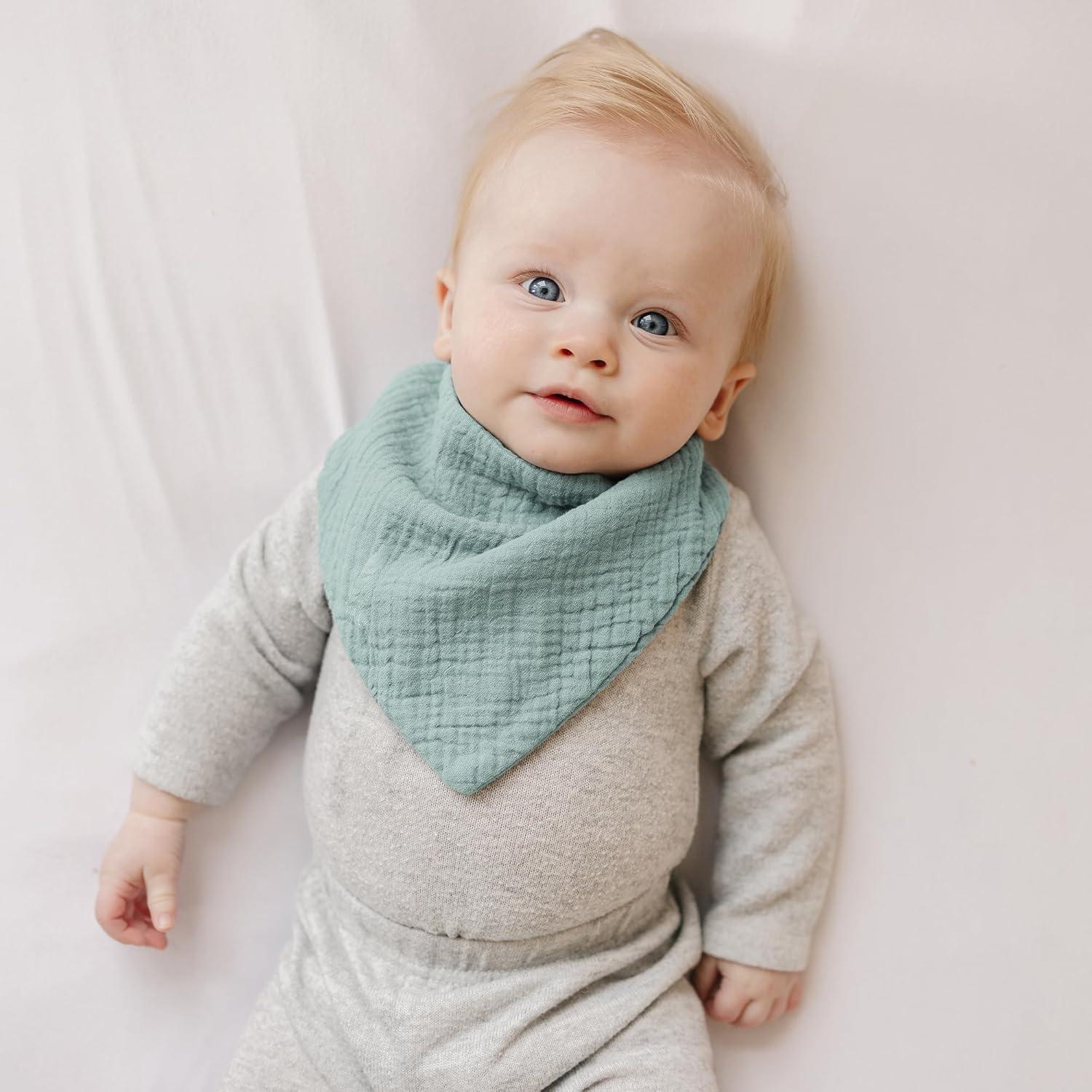 imageKonssy 8Pack Muslin Baby Bibs Absorbent Bandana Drool 100 Cotton Unisex Baby Bibs for Teething and DroolingNeutral