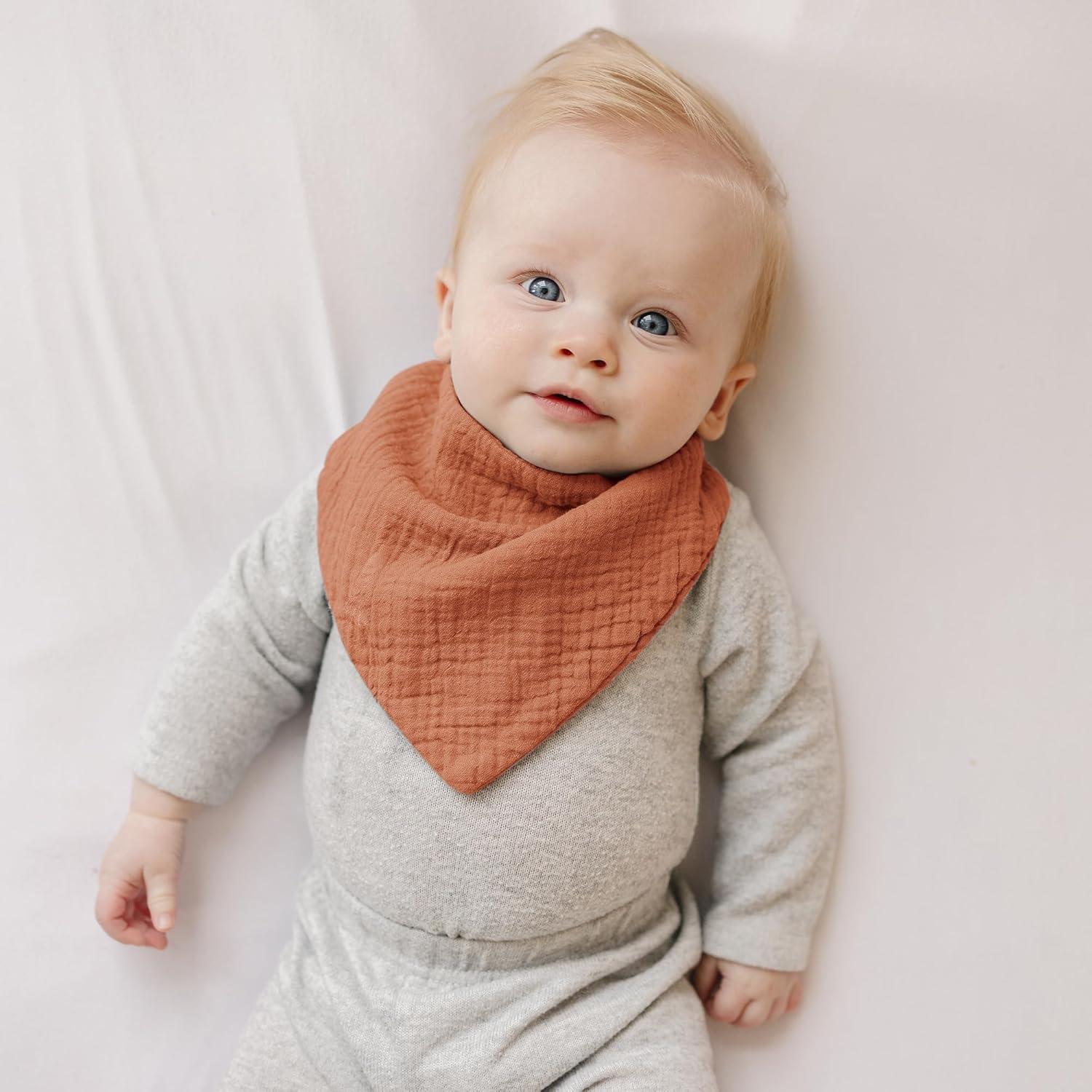 imageKonssy 8Pack Muslin Baby Bibs Absorbent Bandana Drool 100 Cotton Unisex Baby Bibs for Teething and DroolingPink