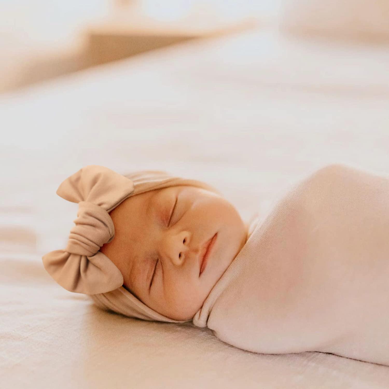 imageKonssy Baby Girl Newborn Receiving Blanket with Headband Set Baby Swaddle Nursery Swaddle WrapFog Green