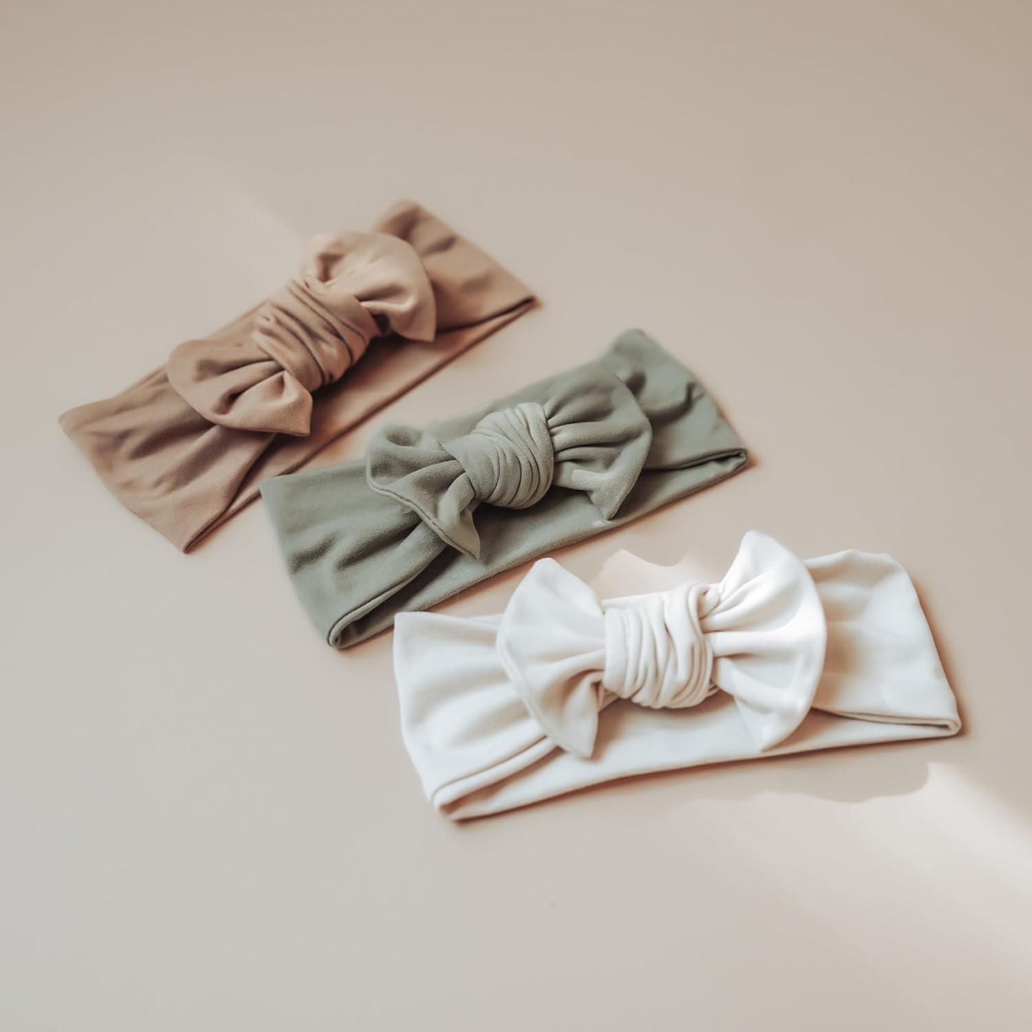 imageKonssy Baby Girl Newborn Receiving Blanket with Headband Set Baby Swaddle Nursery Swaddle WrapOat