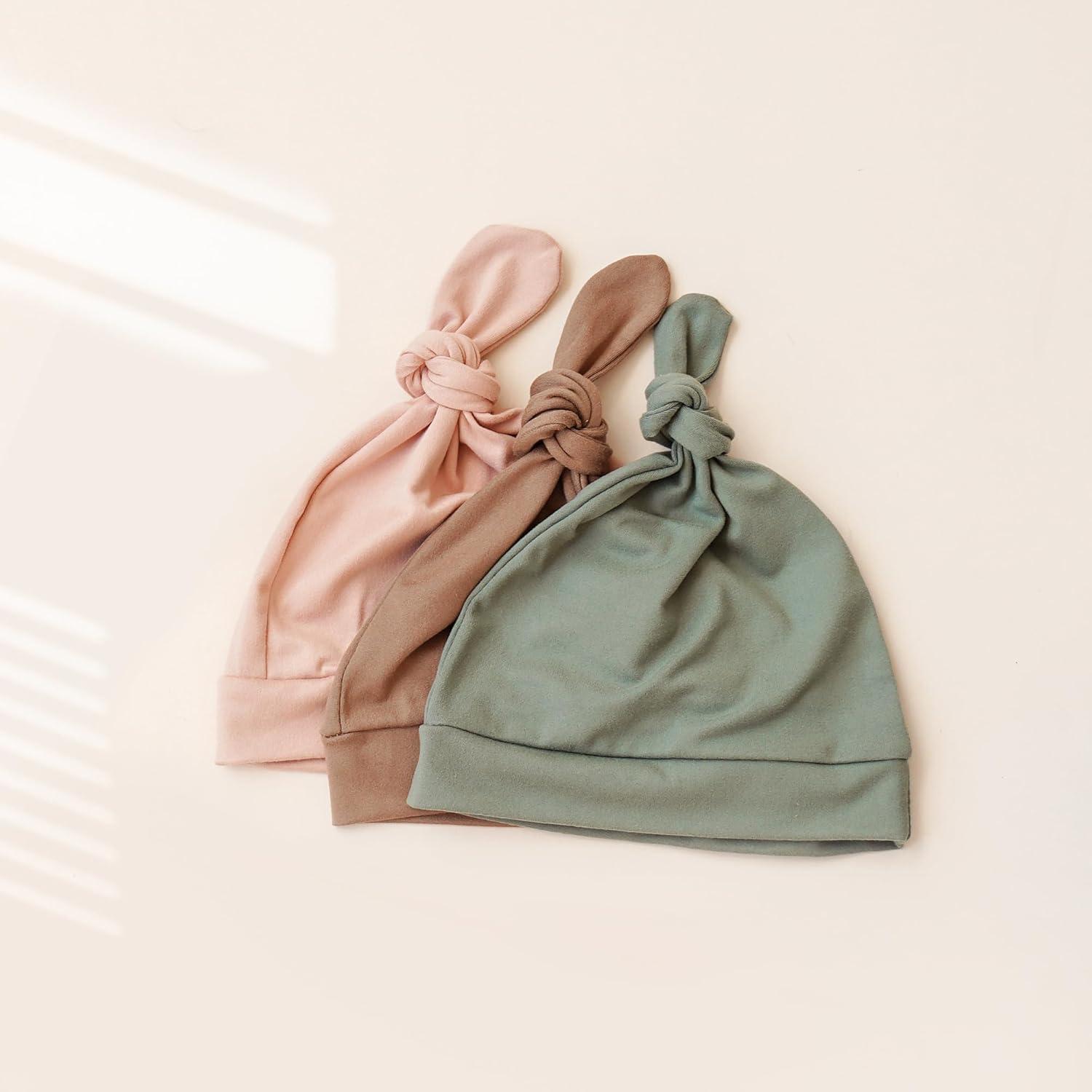 imageKonssy Baby Girl Newborn Receiving Blanket with Matching Headband and Beanie Set Baby Swaddle Nursery Swaddle WrapBrown
