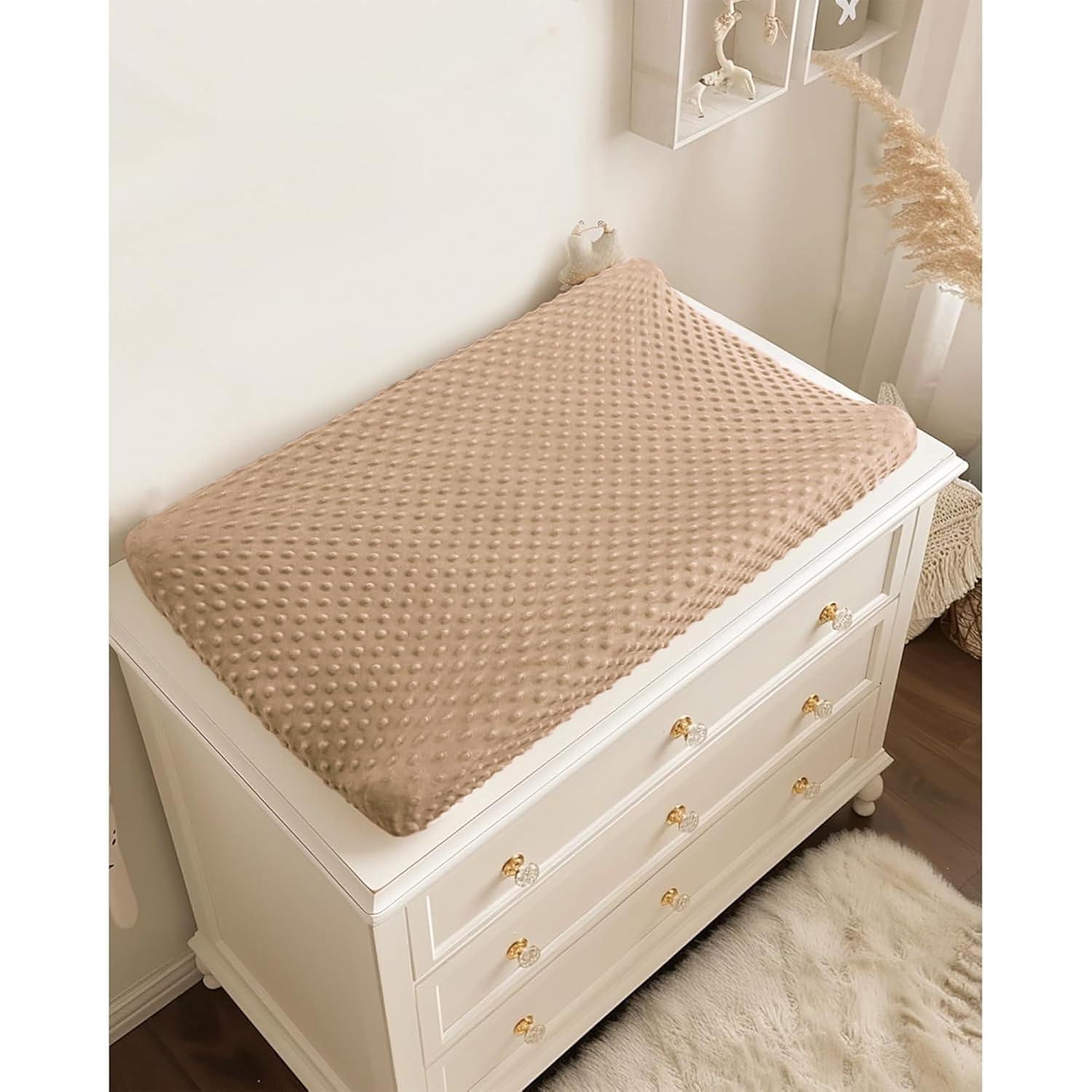 imageKonssy Minky Changing Pad Cover 2 Pack Soft Minky Dots Plush Diaper Changing Table Cover Set Breathable Changing Pad Sheets for Baby Girls Boys Flourish ClayAutumn Bloom  Brown