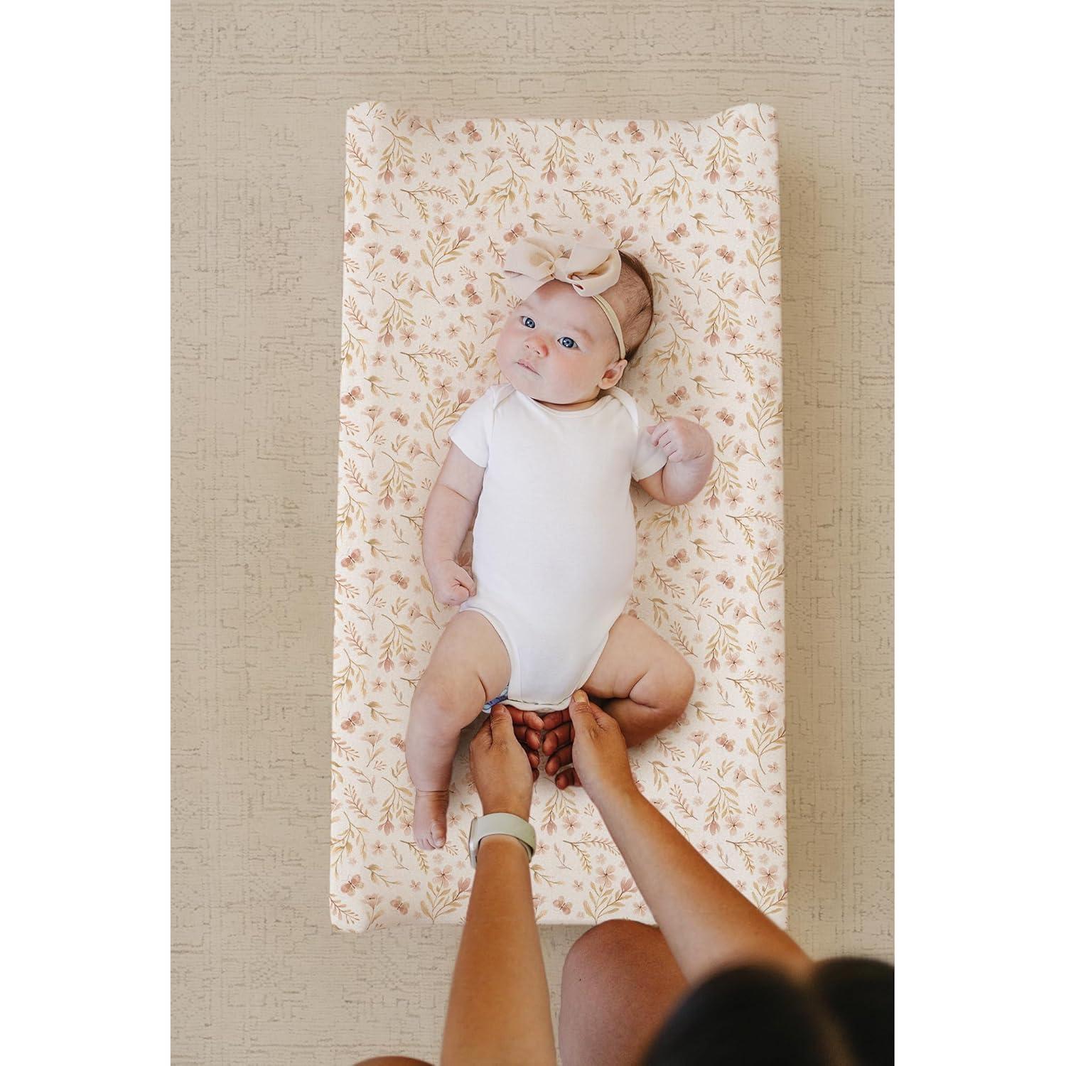 imageKonssy Minky Changing Pad Cover 2 Pack Soft Minky Dots Plush Diaper Changing Table Cover Set Breathable Changing Pad Sheets for Baby Girls Boys Flourish ClayPink Spring  Blush