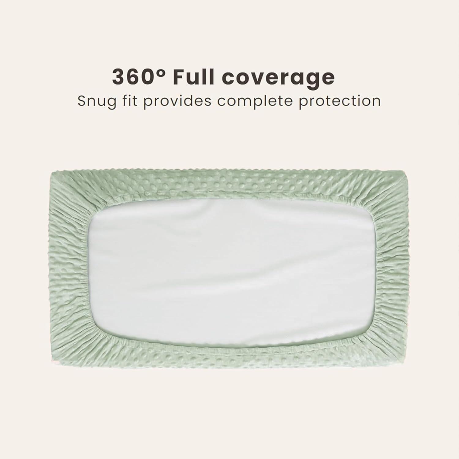 imageKonssy Minky Changing Pad Cover 2 Pack Soft Minky Dots Plush Diaper Changing Table Cover Set Breathable Changing Pad Sheets for Baby Girls Boys Flourish ClayWoodland  Sage
