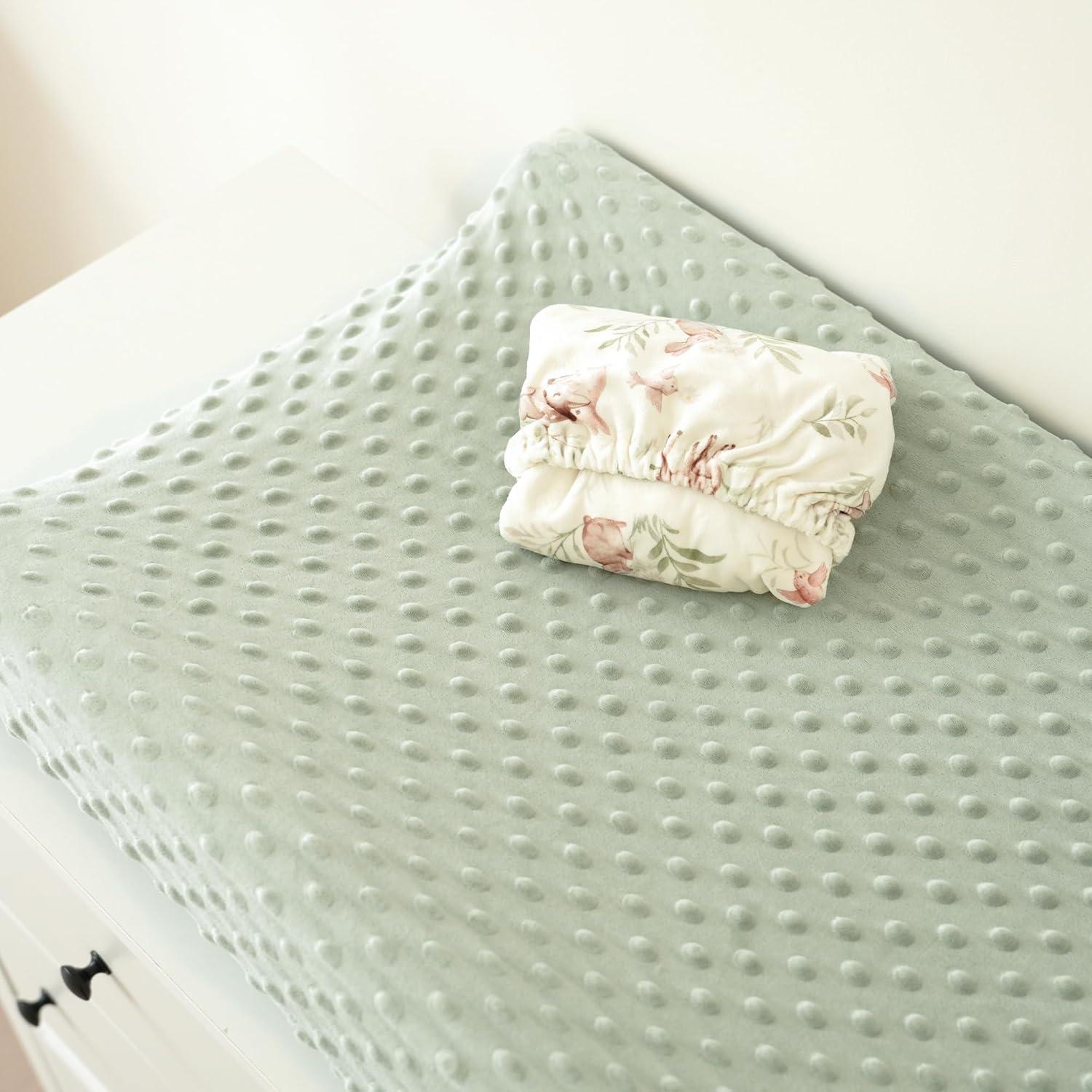 imageKonssy Minky Changing Pad Cover 2 Pack Soft Minky Dots Plush Diaper Changing Table Cover Set Breathable Changing Pad Sheets for Baby Girls Boys Flourish ClayWoodland  Sage
