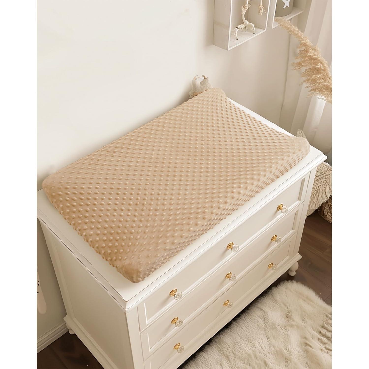 imageKonssy Minky Changing Pad Cover 2 Pack Soft Minky Dots Plush Diaper Changing Table Cover Set Breathable Changing Pad Sheets for Baby Girls Boys Flourish ClayFlourish  Clay