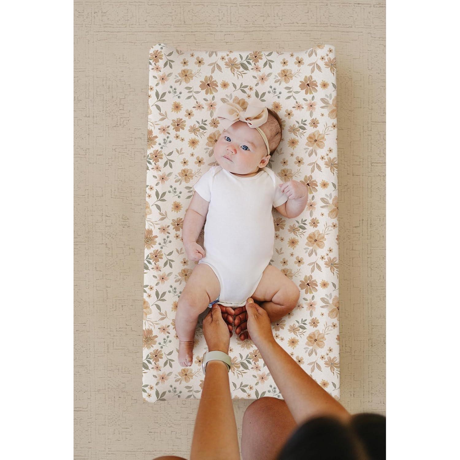 imageKonssy Minky Changing Pad Cover 2 Pack Soft Minky Dots Plush Diaper Changing Table Cover Set Breathable Changing Pad Sheets for Baby Girls Boys Flourish ClayFlourish  Clay