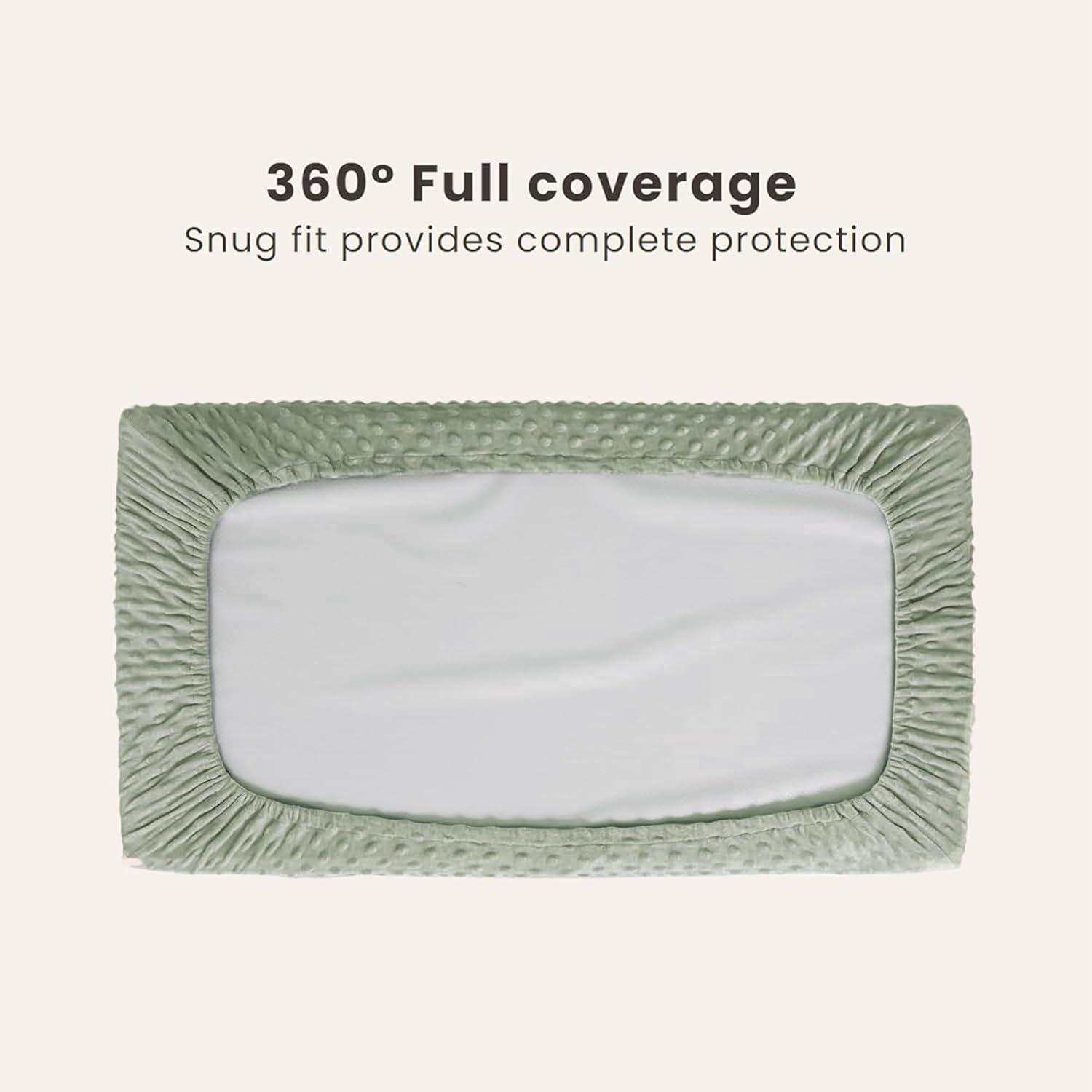 imageKonssy Minky Changing Pad Cover 2 Pack Soft Minky Dots Plush Diaper Changing Table Cover Set Breathable Changing Pad Sheets for Baby Girls Boys Flourish ClaySprout  Fog Green
