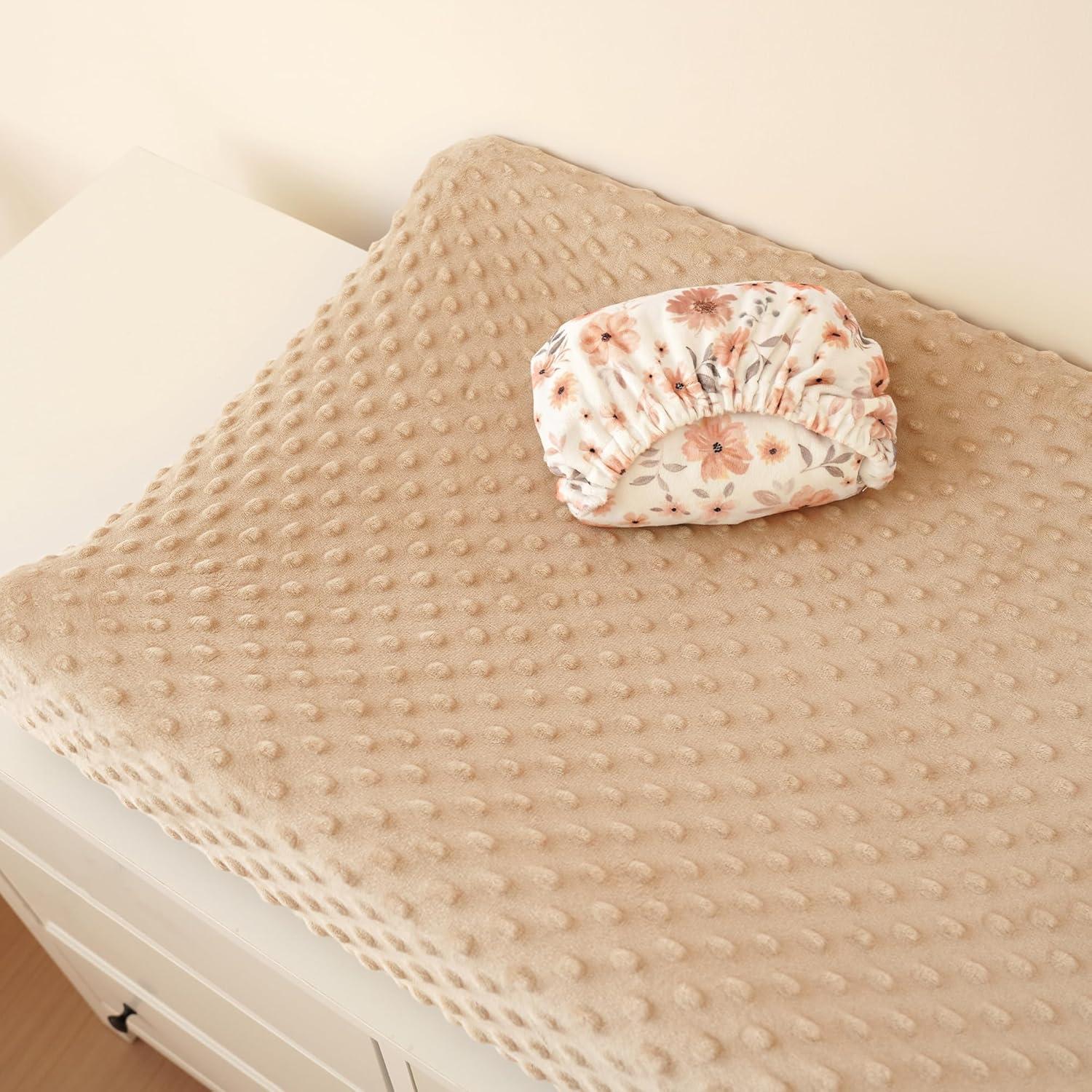 imageKonssy Minky Changing Pad Cover 2 Pack Soft Minky Dots Plush Diaper Changing Table Cover Set Breathable Changing Pad Sheets for Baby Girls Boys Flourish ClayFlourish  Clay