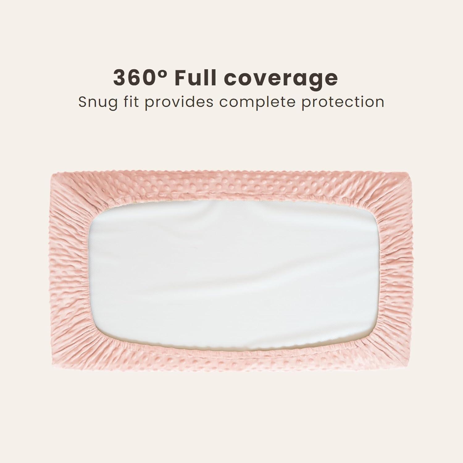 imageKonssy Minky Changing Pad Cover 2 Pack Soft Minky Dots Plush Diaper Changing Table Cover Set Breathable Changing Pad Sheets for Baby Girls Boys Flourish ClayPink Spring  Blush