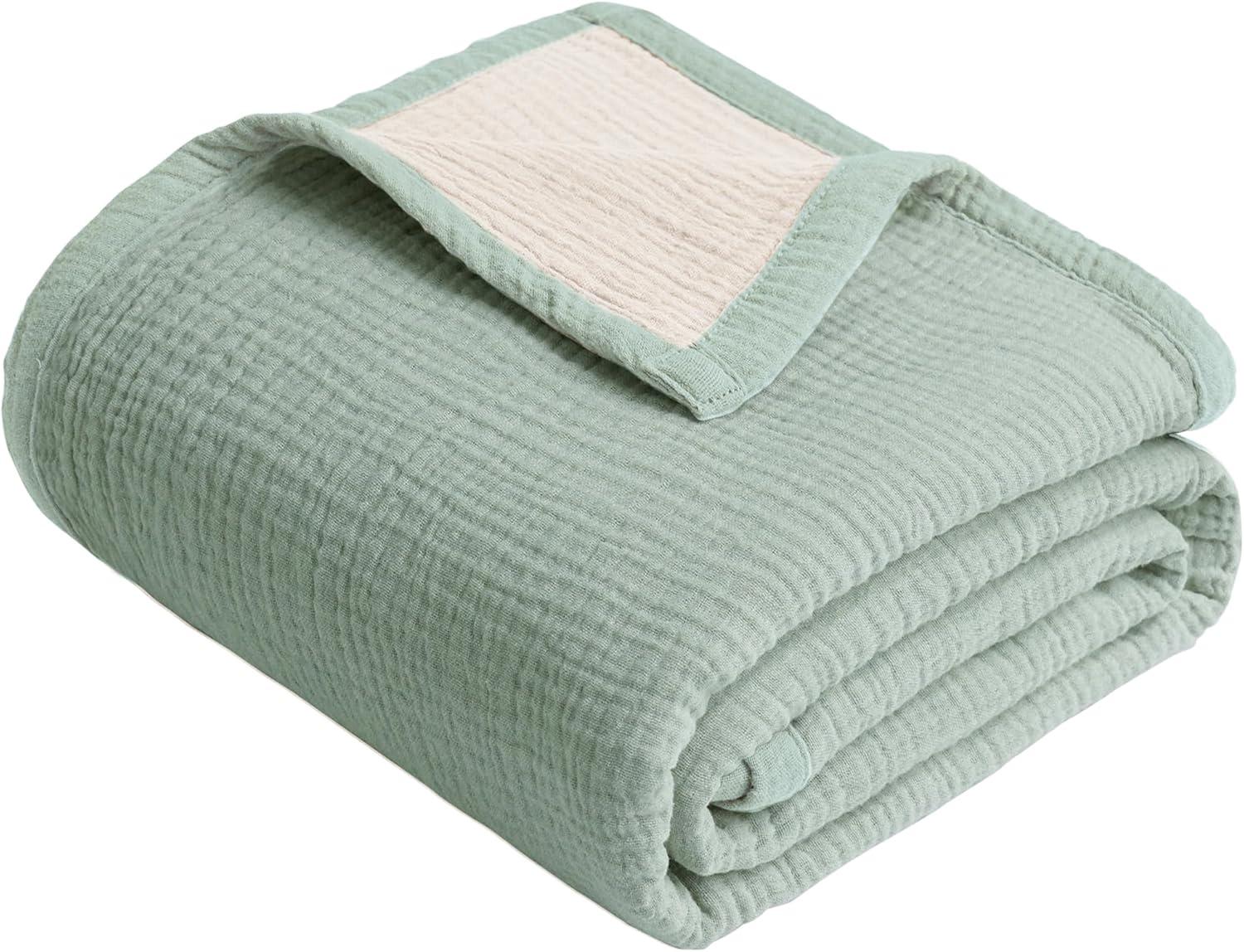 imageKonssy Muslin Baby Blankets for Girls Boys 100 Cotton Crib Blanket for Infant Toddler Super Soft and Lightweight Nursery Swaddling Wrap 40quotx36quot FloralSage Green