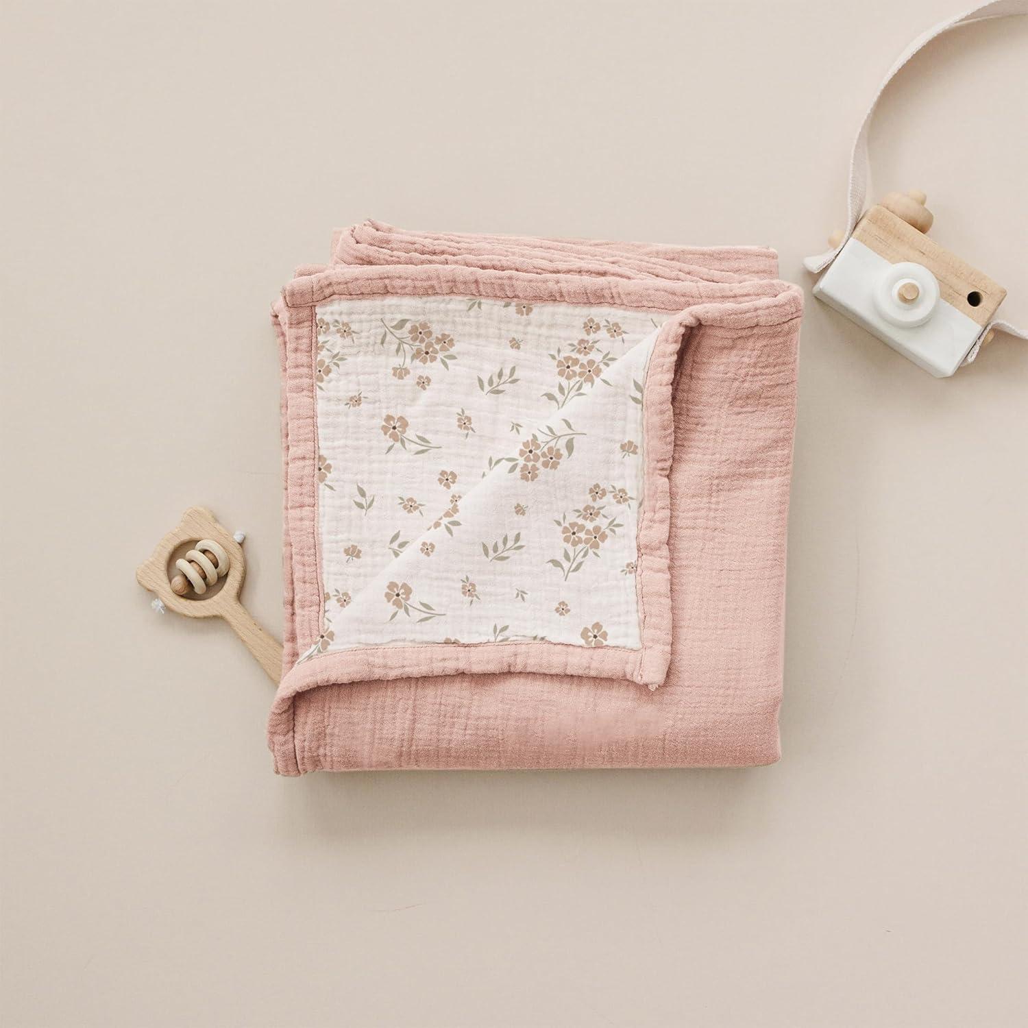 imageKonssy Muslin Baby Blankets for Girls Boys 100 Cotton Crib Blanket for Infant Toddler Super Soft and Lightweight Nursery Swaddling Wrap 40quotx36quot FloralBlossom