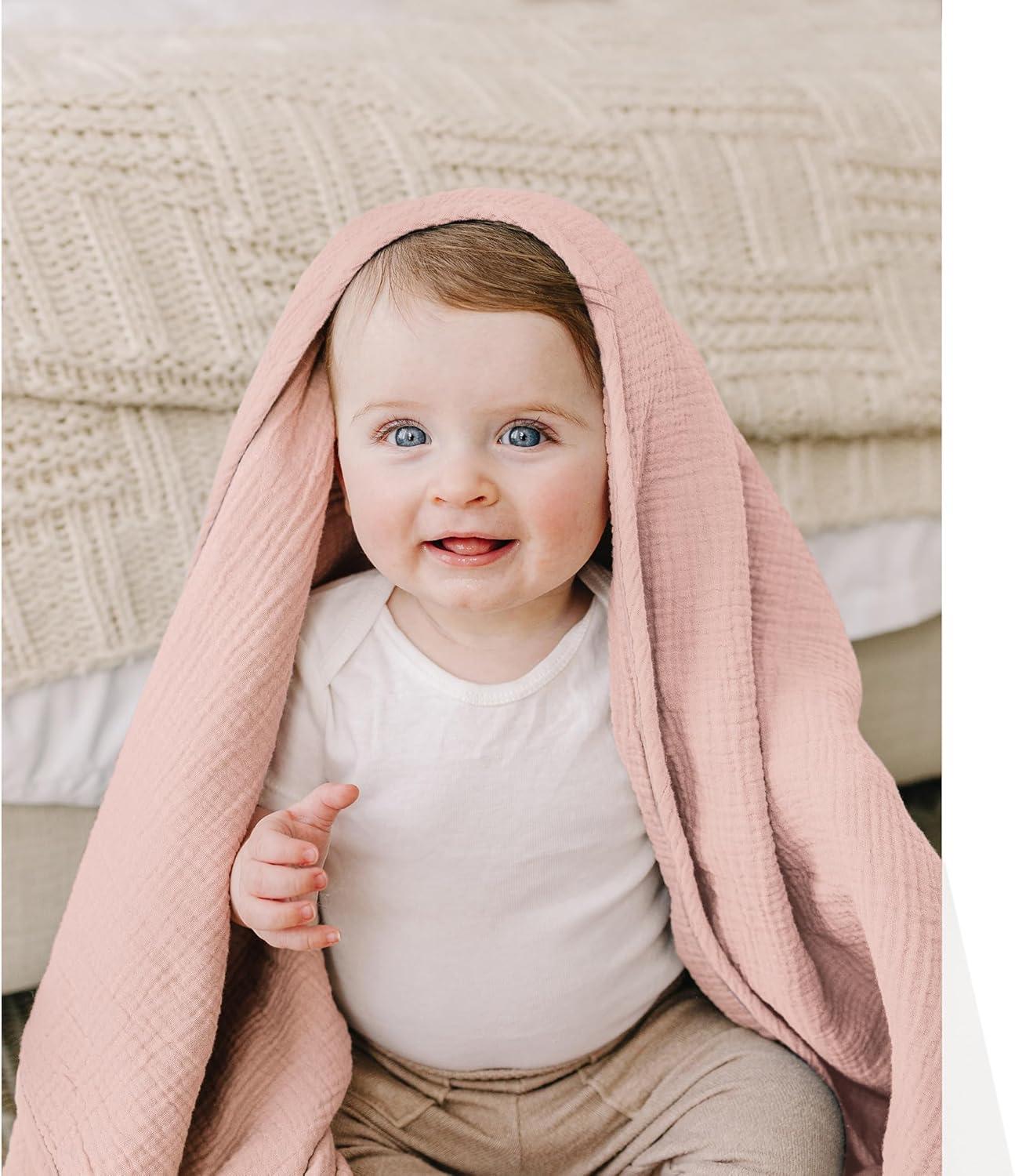 imageKonssy Muslin Baby Blankets for Girls Boys 100 Cotton Crib Blanket for Infant Toddler Super Soft and Lightweight Nursery Swaddling Wrap 40quotx36quot FloralPink