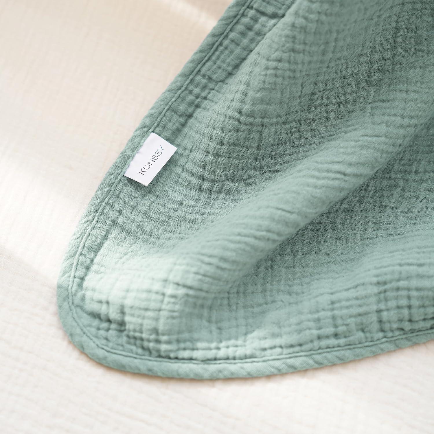 imageKonssy Muslin Baby Blankets for Girls Boys 100 Cotton Crib Blanket for Infant Toddler Super Soft and Lightweight Nursery Swaddling Wrap 40quotx36quot FloralSage Green