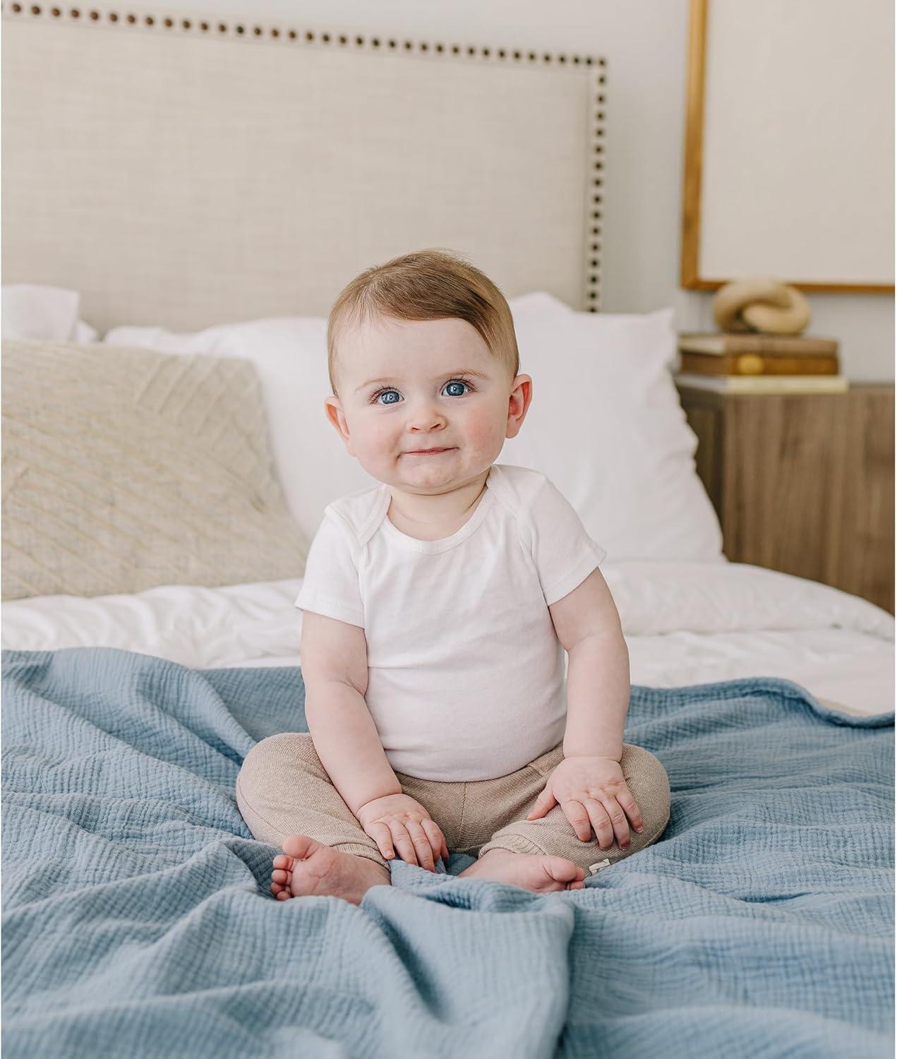 imageKonssy Muslin Baby Blankets for Girls Boys 100 Cotton Crib Blanket for Infant Toddler Super Soft and Lightweight Nursery Swaddling Wrap 40quotx36quot FloralStar