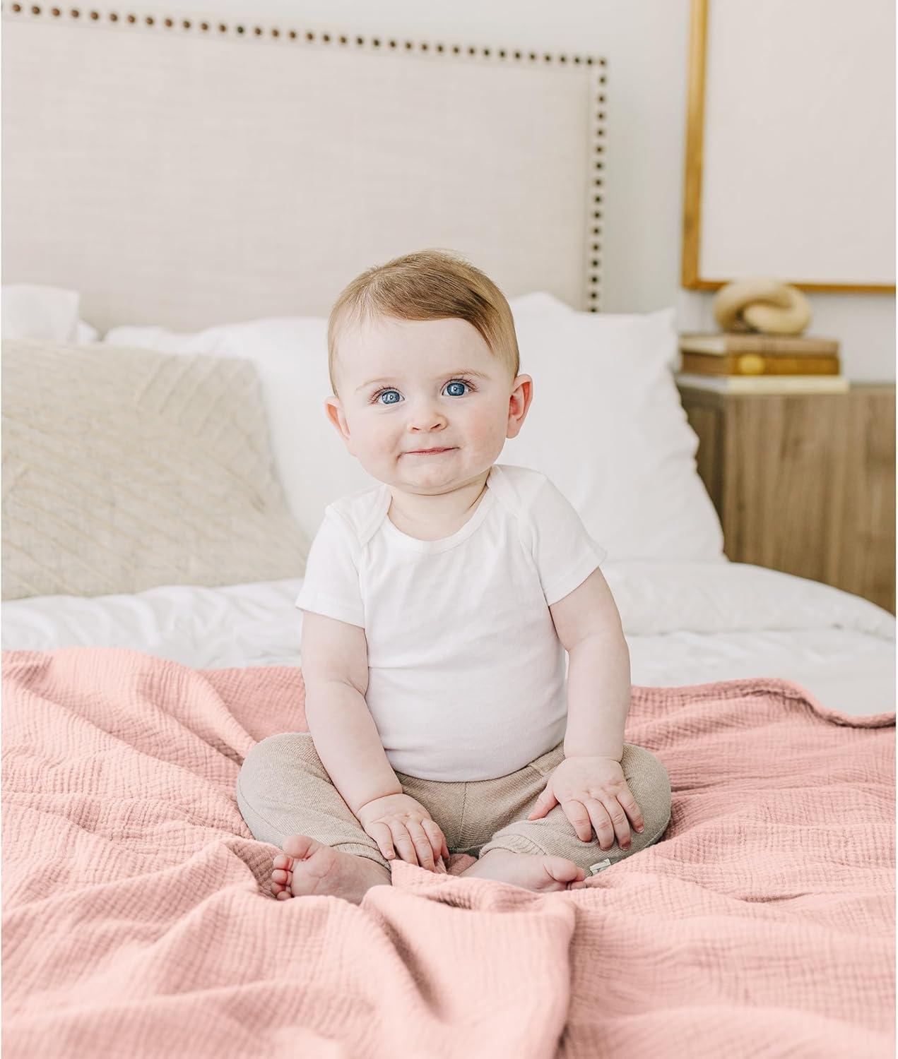 imageKonssy Muslin Baby Blankets for Girls Boys 100 Cotton Crib Blanket for Infant Toddler Super Soft and Lightweight Nursery Swaddling Wrap 40quotx36quot FloralPink