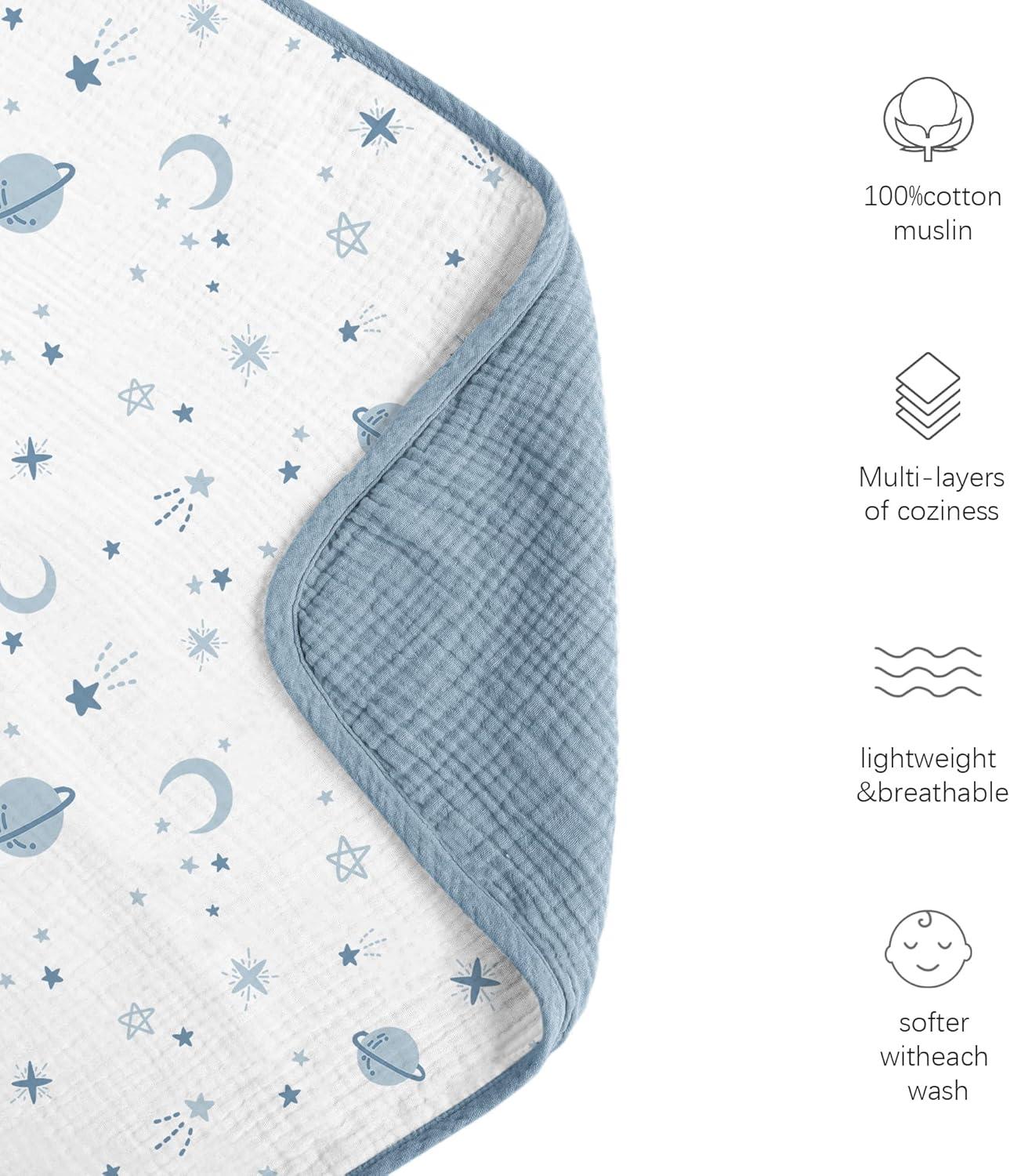 imageKonssy Muslin Baby Blankets for Girls Boys 100 Cotton Crib Blanket for Infant Toddler Super Soft and Lightweight Nursery Swaddling Wrap 40quotx36quot FloralStar