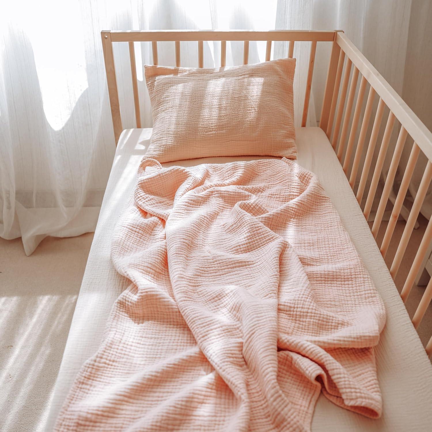 imageKonssy Muslin Baby Blankets for Girls Boys 100 Cotton Crib Blanket for Infant Toddler Super Soft and Lightweight Nursery Swaddling Wrap 40quotx36quot FloralPink