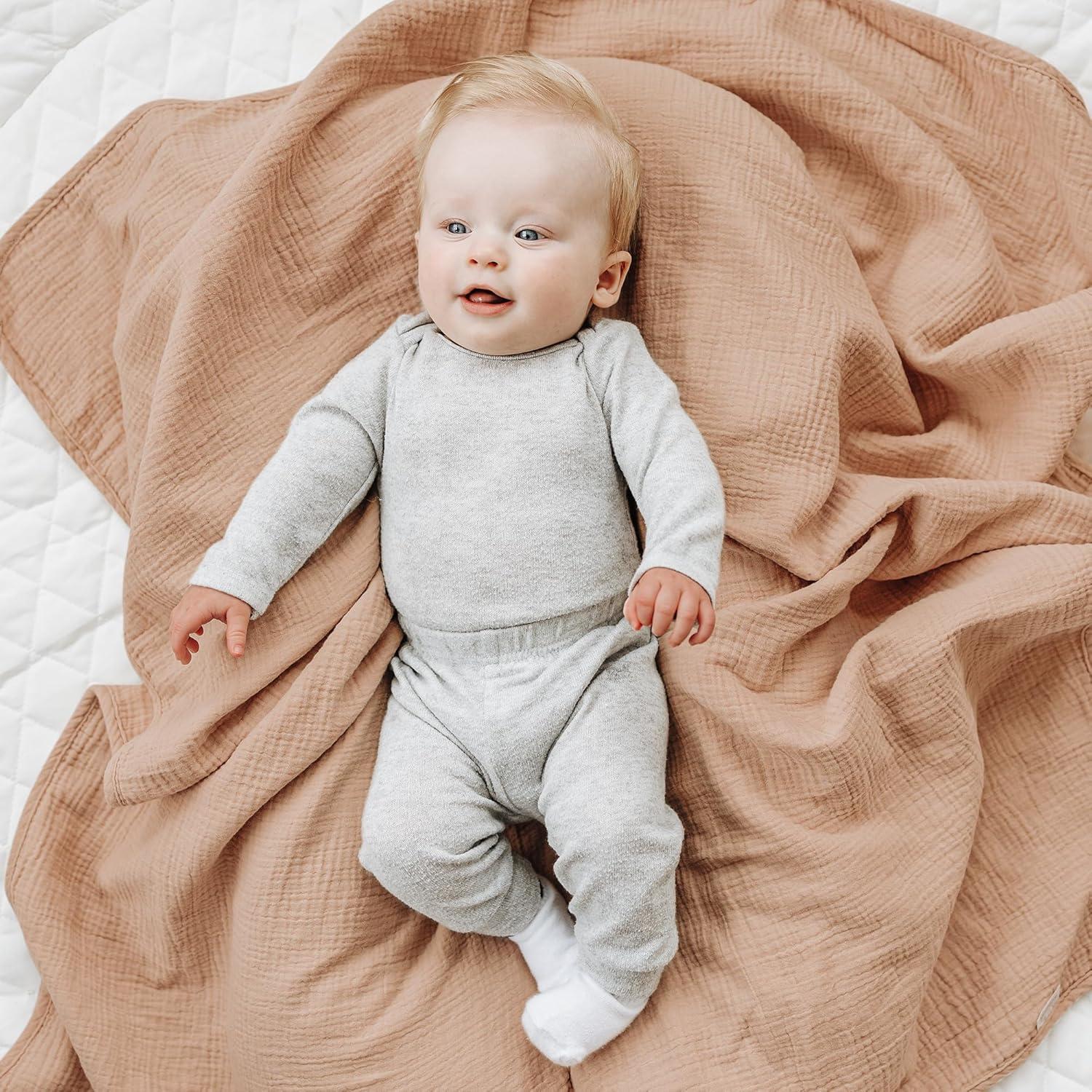 imageKonssy Muslin Baby Blankets for Girls Boys 100 Cotton Crib Blanket for Infant Toddler Super Soft and Lightweight Nursery Swaddling Wrap 40quotx36quot FloralFlourish