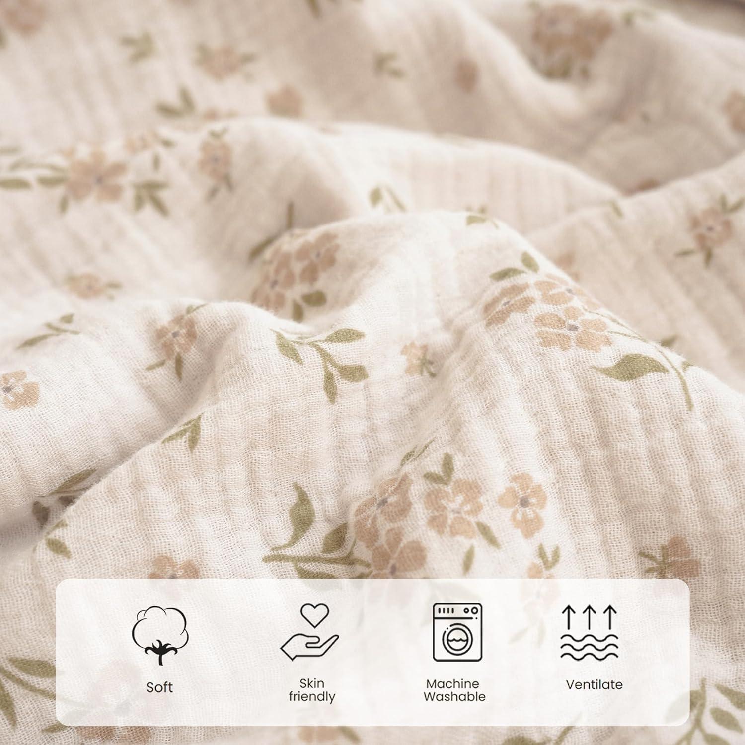 imageKonssy Muslin Baby Blankets for Girls Boys 100 Cotton Crib Blanket for Infant Toddler Super Soft and Lightweight Nursery Swaddling Wrap 40quotx36quot FloralBlossom