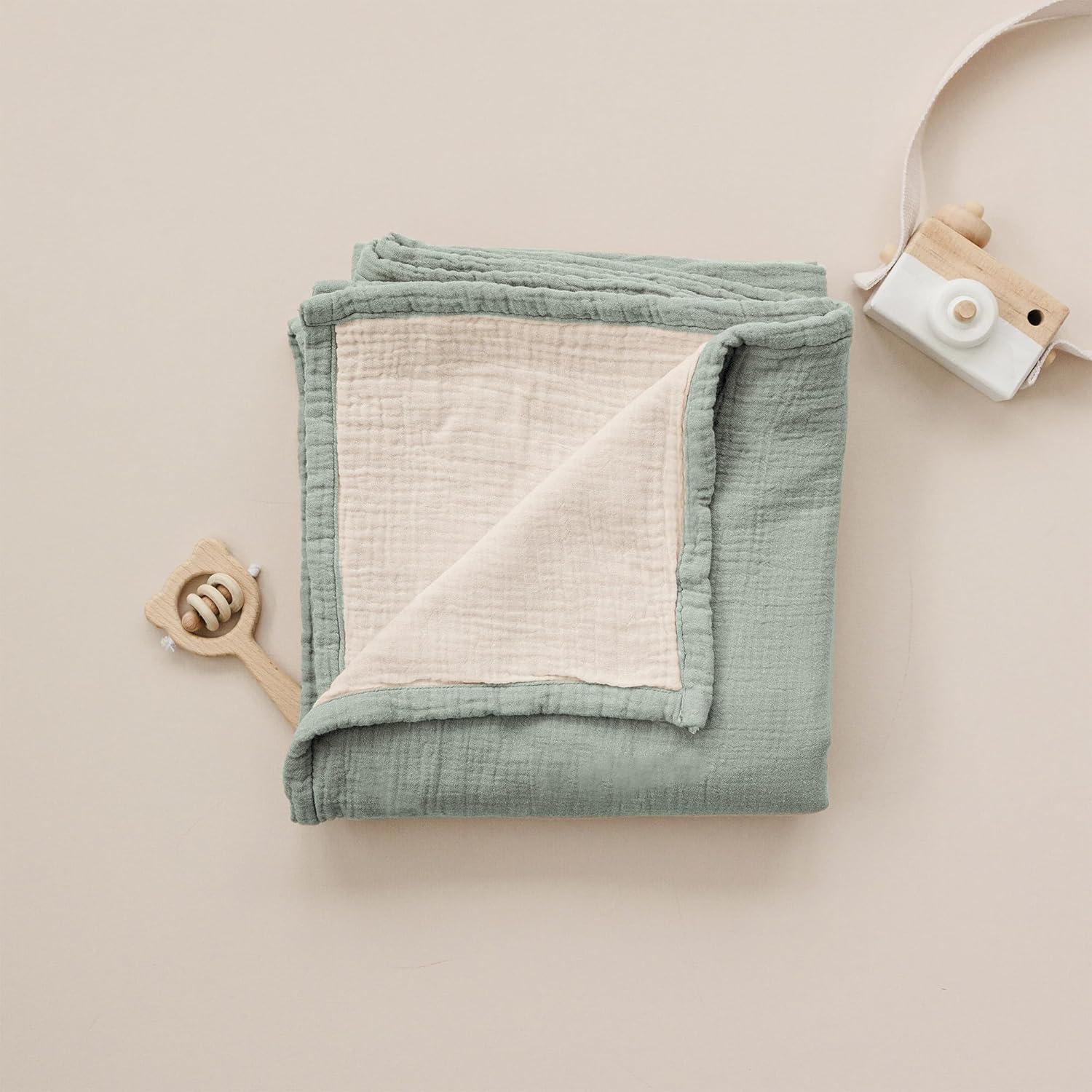 imageKonssy Muslin Baby Blankets for Girls Boys 100 Cotton Crib Blanket for Infant Toddler Super Soft and Lightweight Nursery Swaddling Wrap 40quotx36quot FloralSage Green