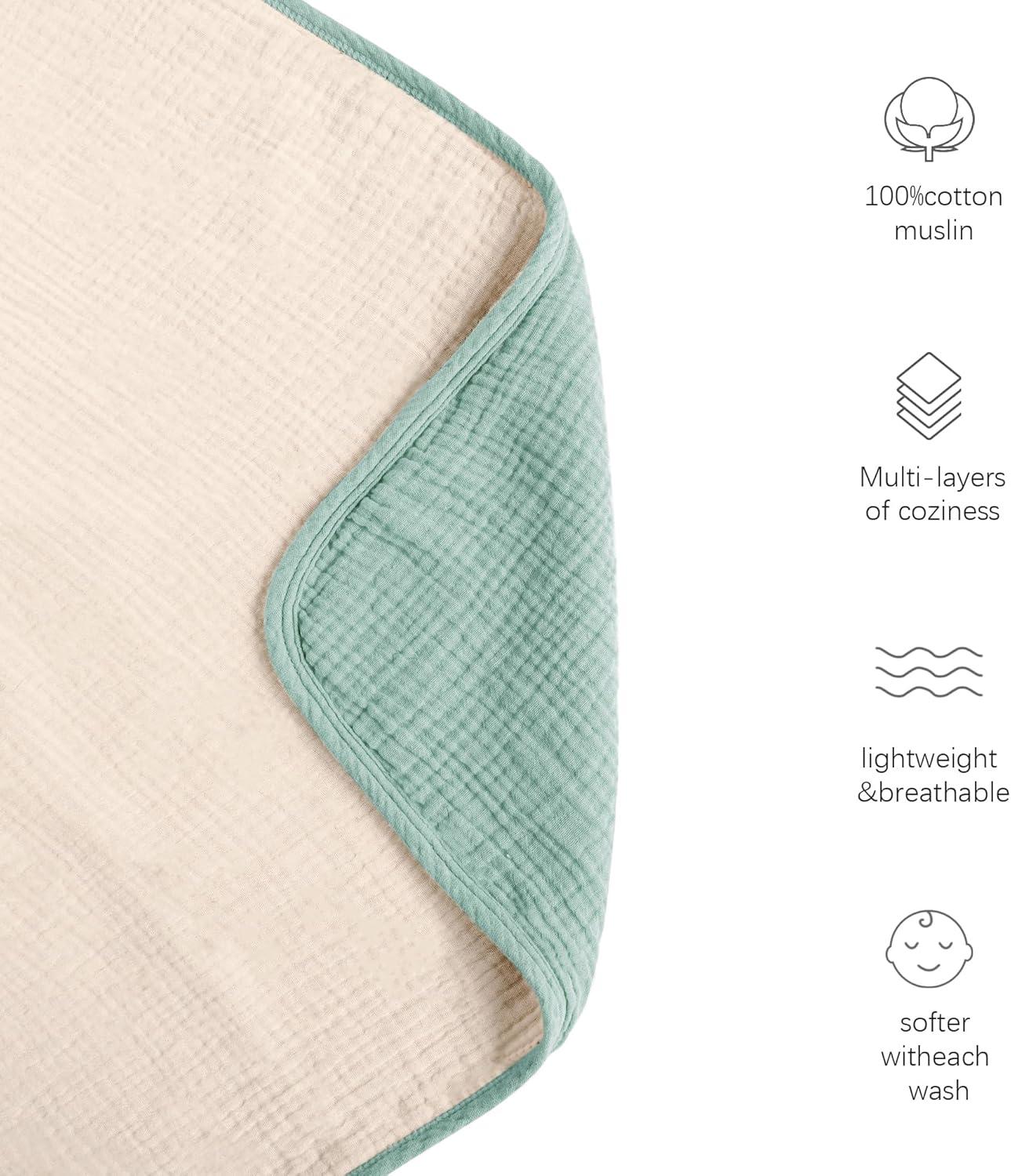 imageKonssy Muslin Baby Blankets for Girls Boys 100 Cotton Crib Blanket for Infant Toddler Super Soft and Lightweight Nursery Swaddling Wrap 40quotx36quot FloralSage Green