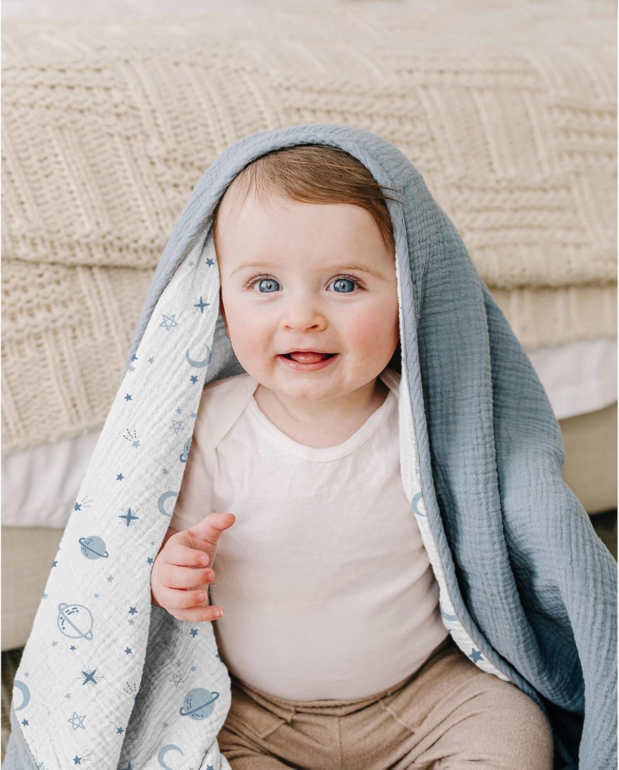 imageKonssy Muslin Baby Blankets for Girls Boys 100 Cotton Crib Blanket for Infant Toddler Super Soft and Lightweight Nursery Swaddling Wrap 40quotx36quot FloralStar