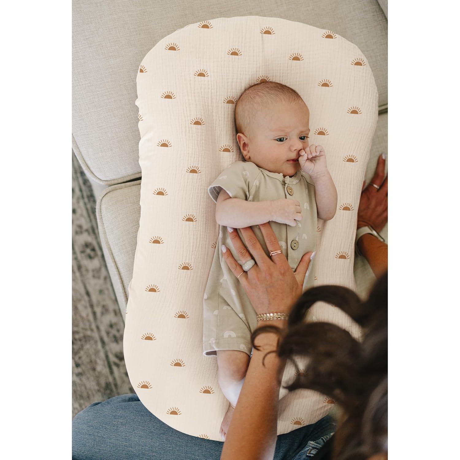 imageKonssy Muslin Baby Lounger Cover 1 Pack 100 Cotton Newborn Lounger Sheets Soft and Breathable Baby Nest Slipcover Cover Only GreenSun