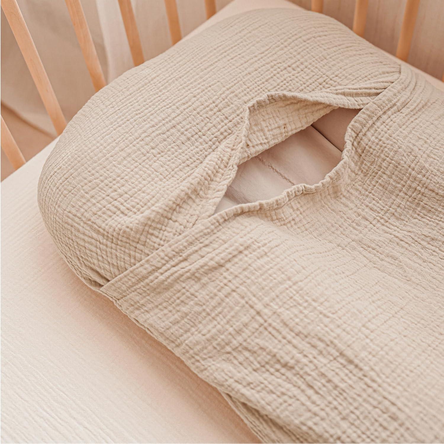 imageKonssy Muslin Baby Lounger Cover 1 Pack 100 Cotton Newborn Lounger Sheets Soft and Breathable Baby Nest Slipcover Cover Only GreenWheat