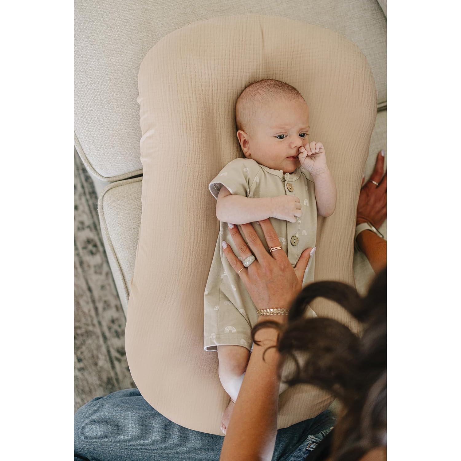 imageKonssy Muslin Baby Lounger Cover 1 Pack 100 Cotton Newborn Lounger Sheets Soft and Breathable Baby Nest Slipcover Cover Only GreenWheat