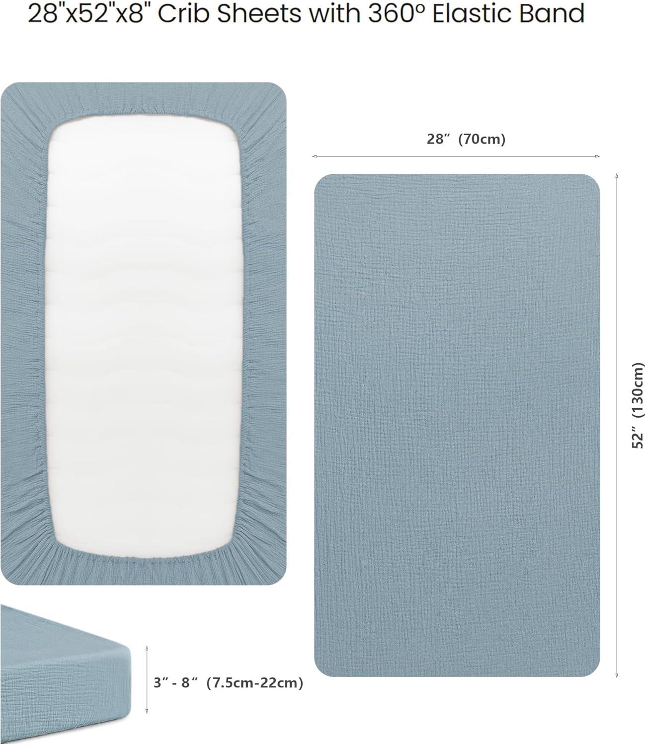 imageKonssy Muslin Crib Sheets for Girl Boy Soft and Breathable Cotton Baby Sheets for Standard Crib Mattress 52quotx 28quot OatBlue